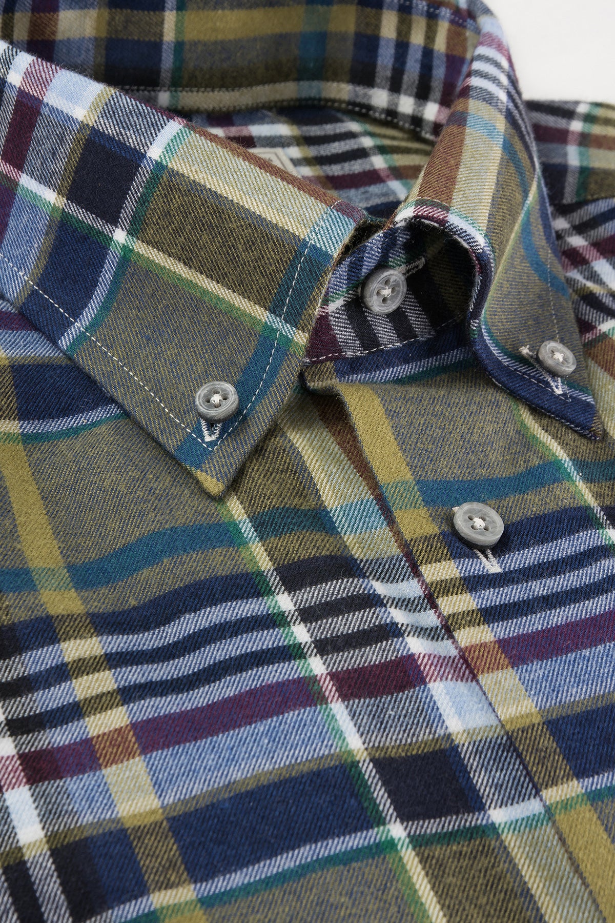Green checked flannel shirt button down slim fit
