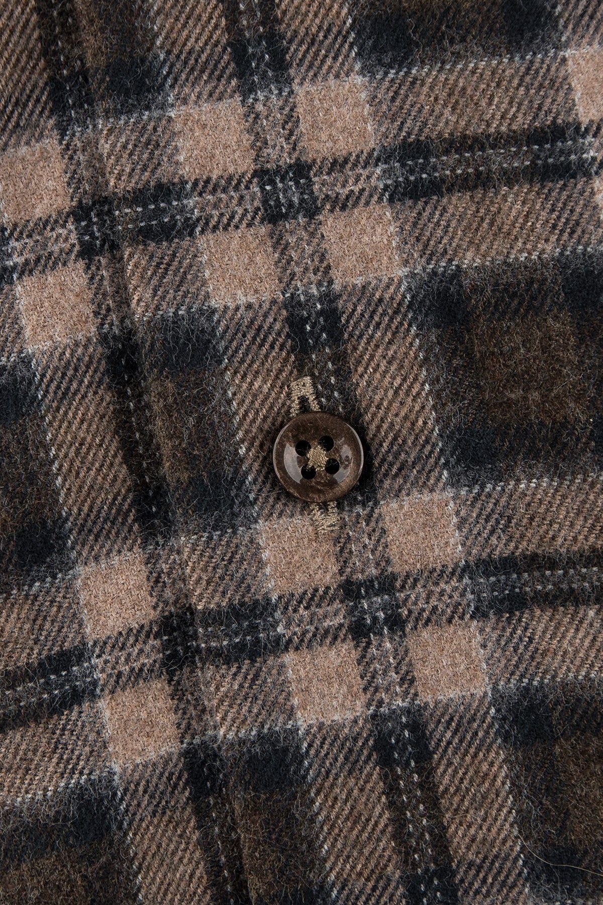 Brown checked flannel button down regular fit shirt