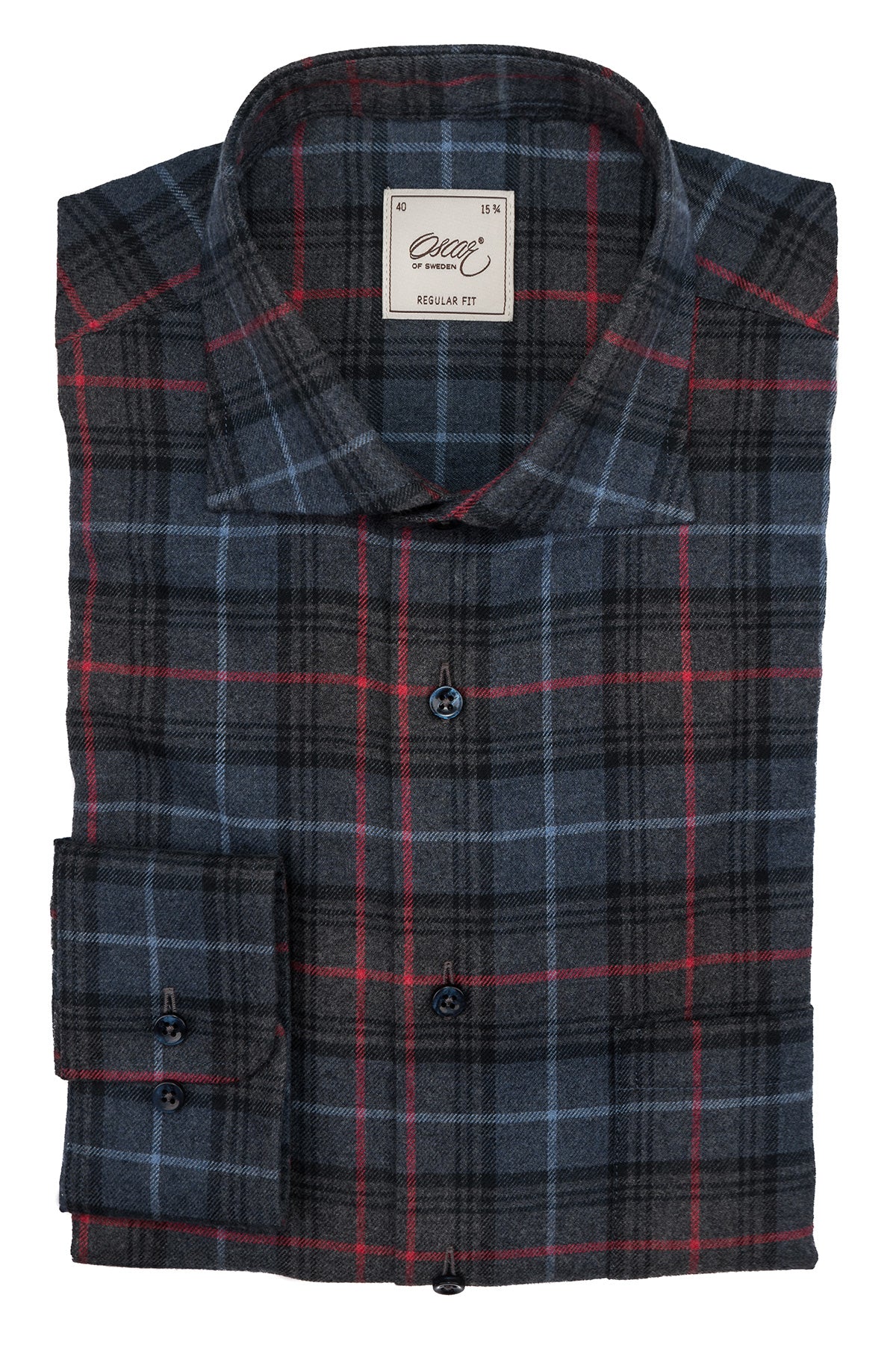 Blue checked flannel regular fit shirt