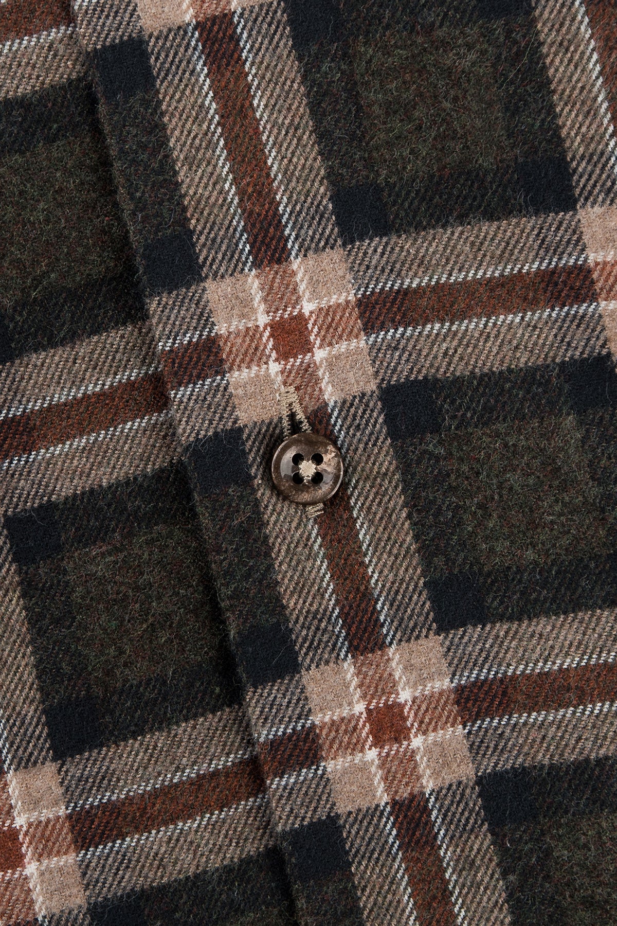 Green and brown checked flannel regular fit shirt