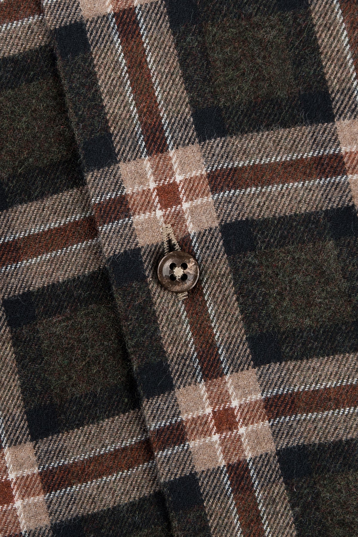 Green and brown checked flannel slim fit shirt