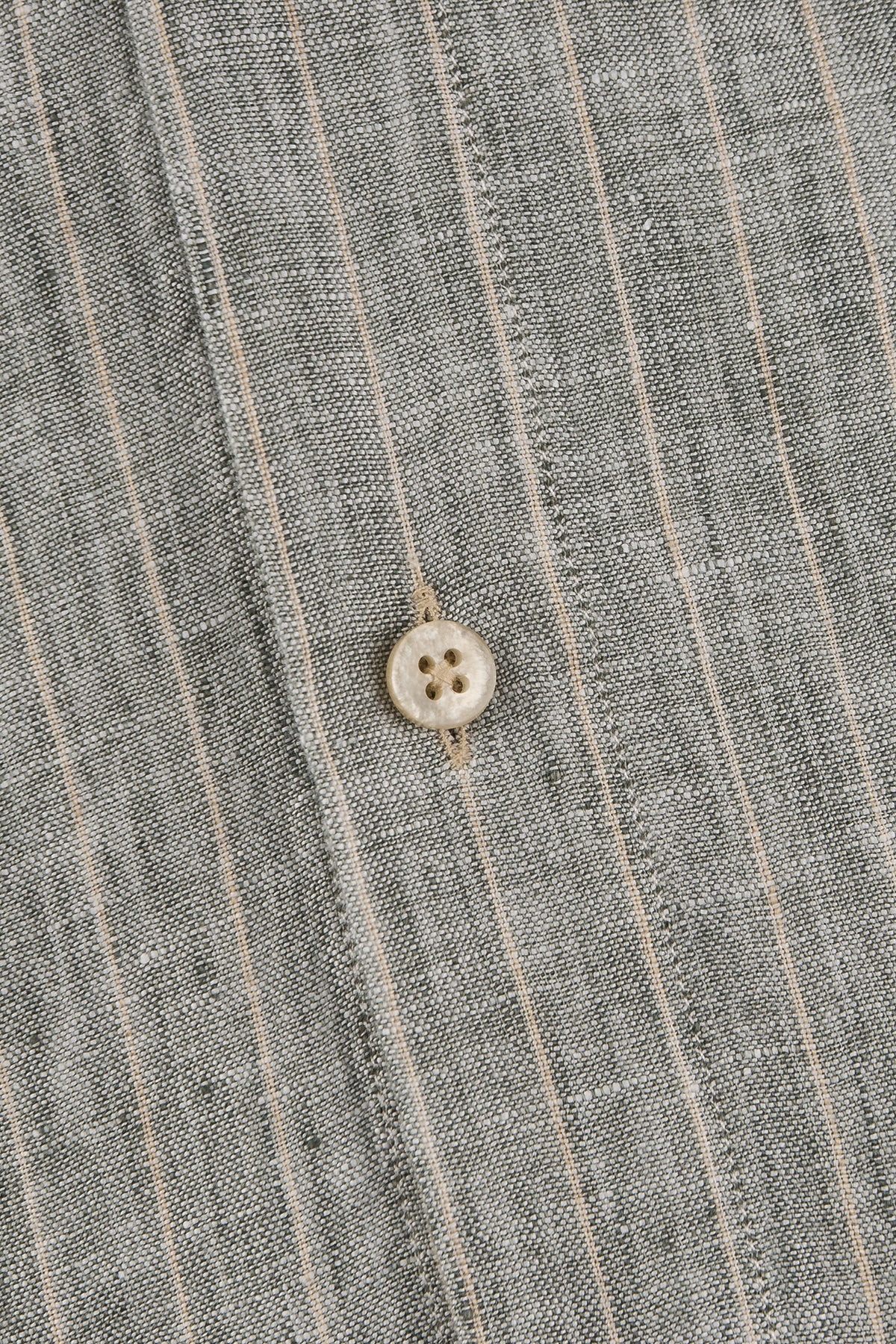 Green striped slim fit linen shirt