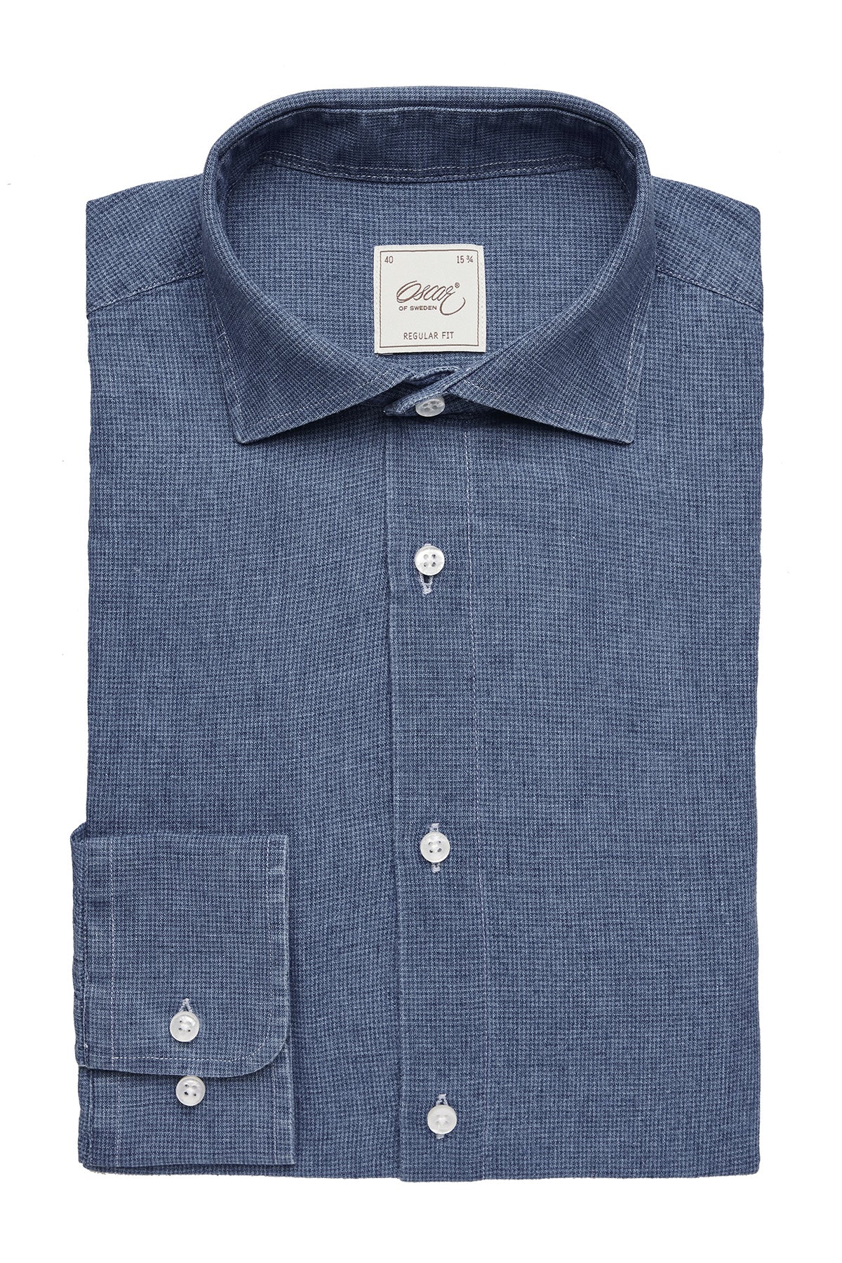 Blue denim houndstooth regular fit shirt