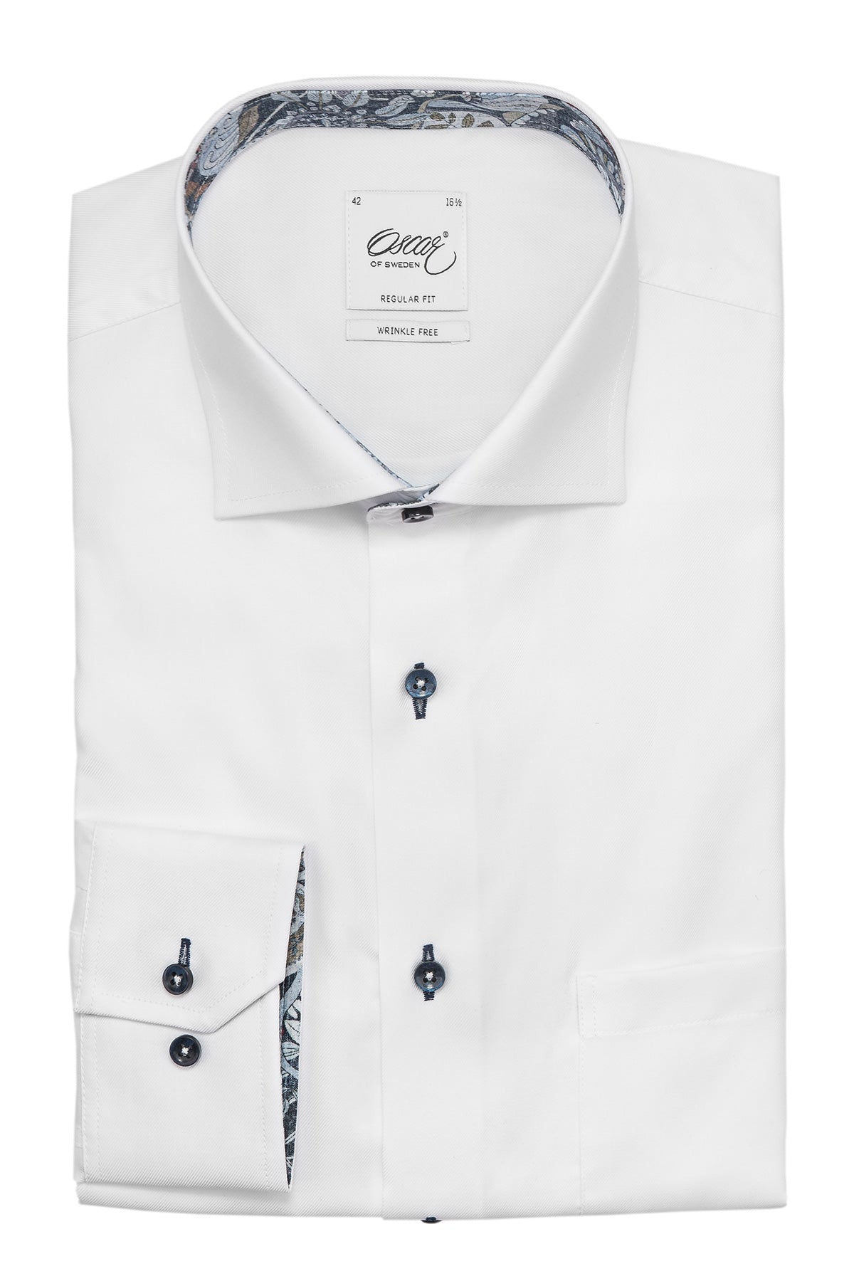 White regular fit extra long sleeves shirt with contrast details