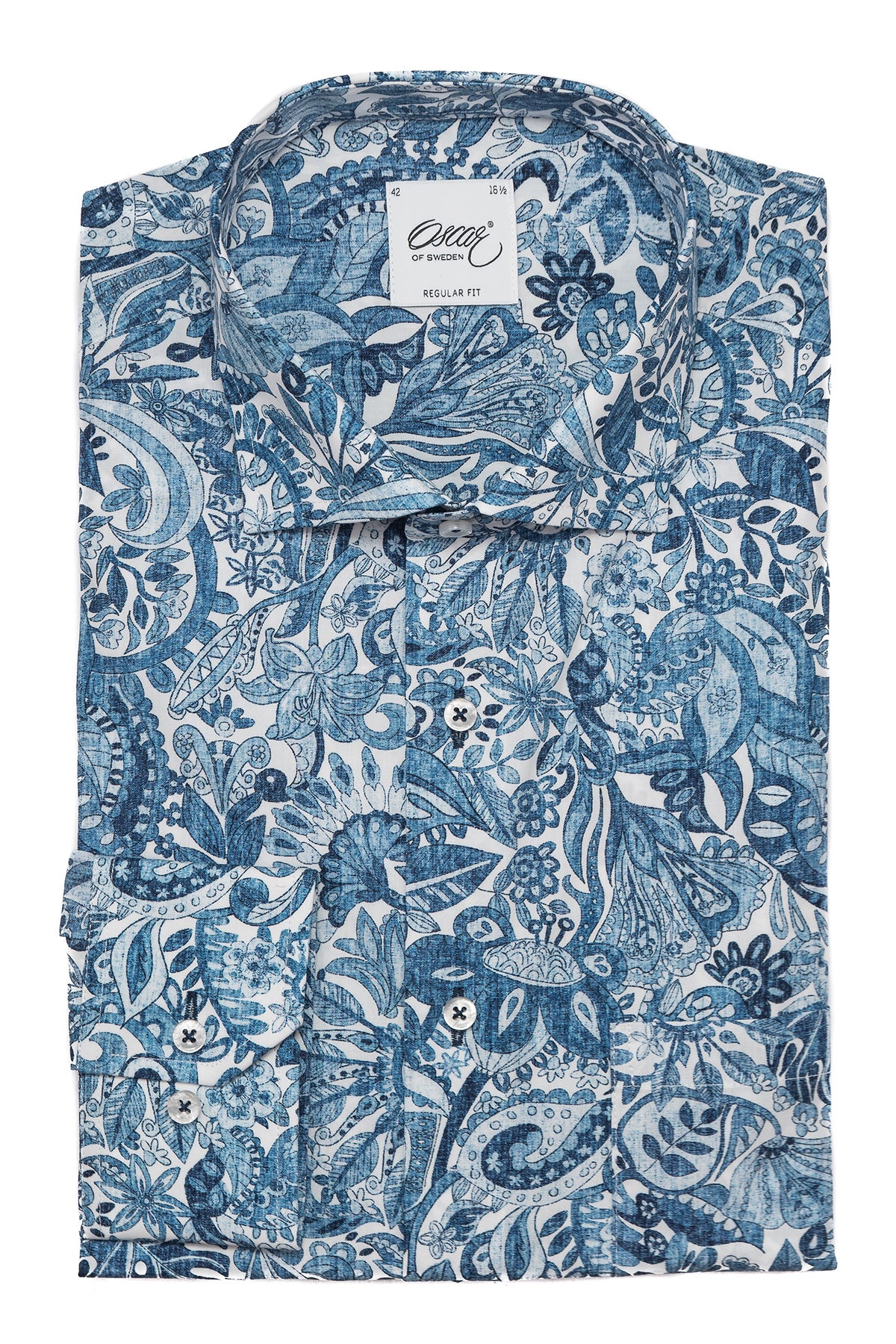 Blue paisley printed regular fit shirt