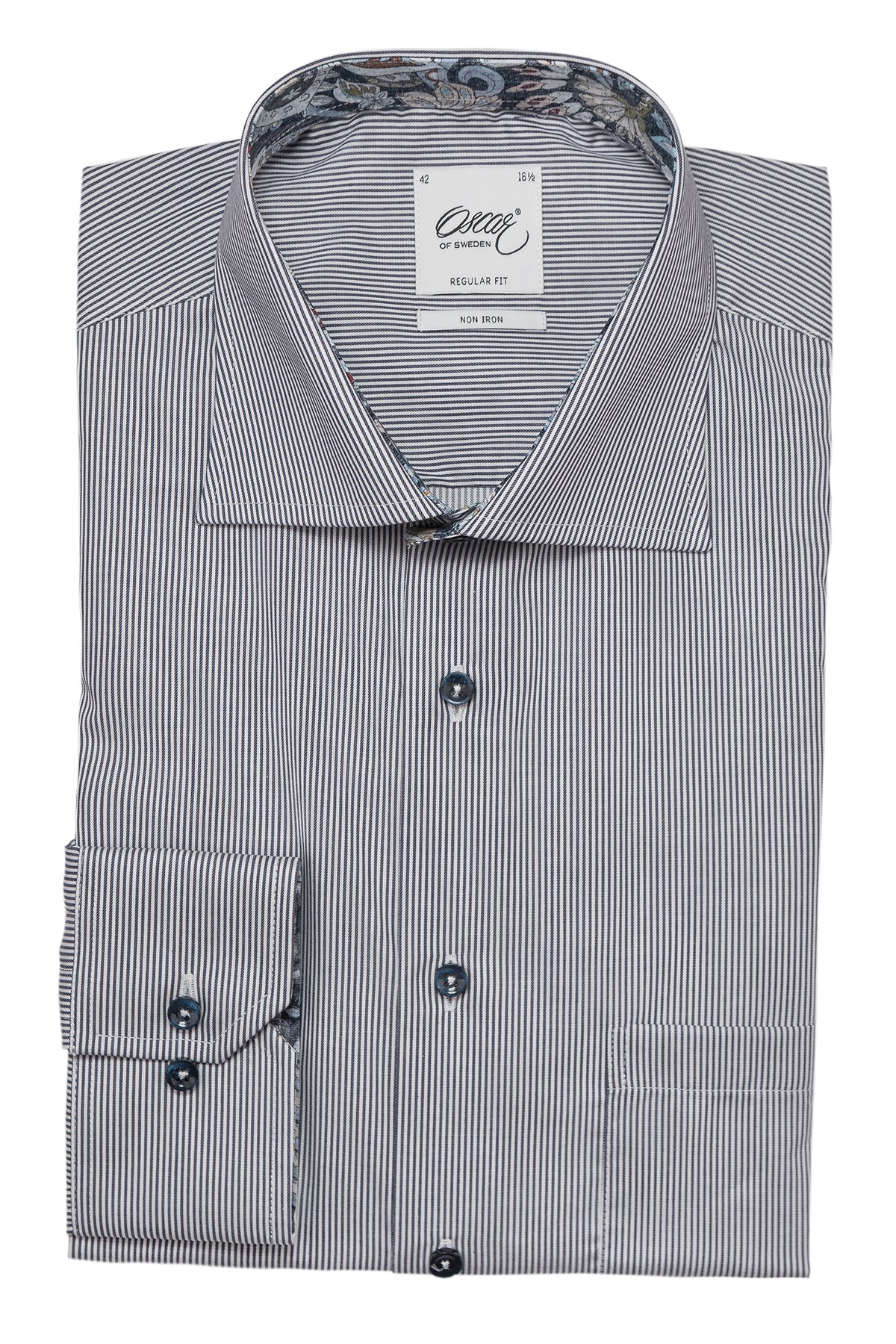 Blue striped regular fit shirt with contrast details