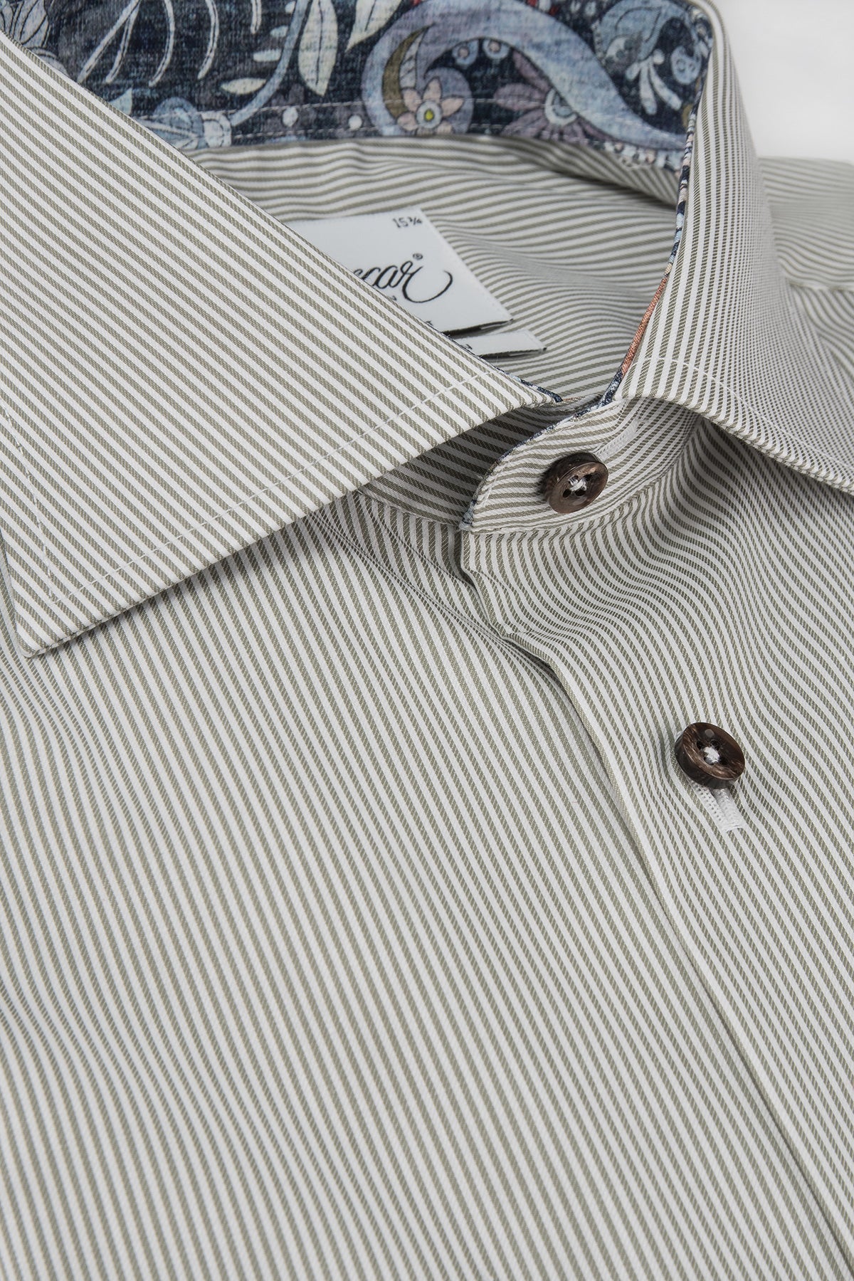 Green striped regular fit shirt with contrast details