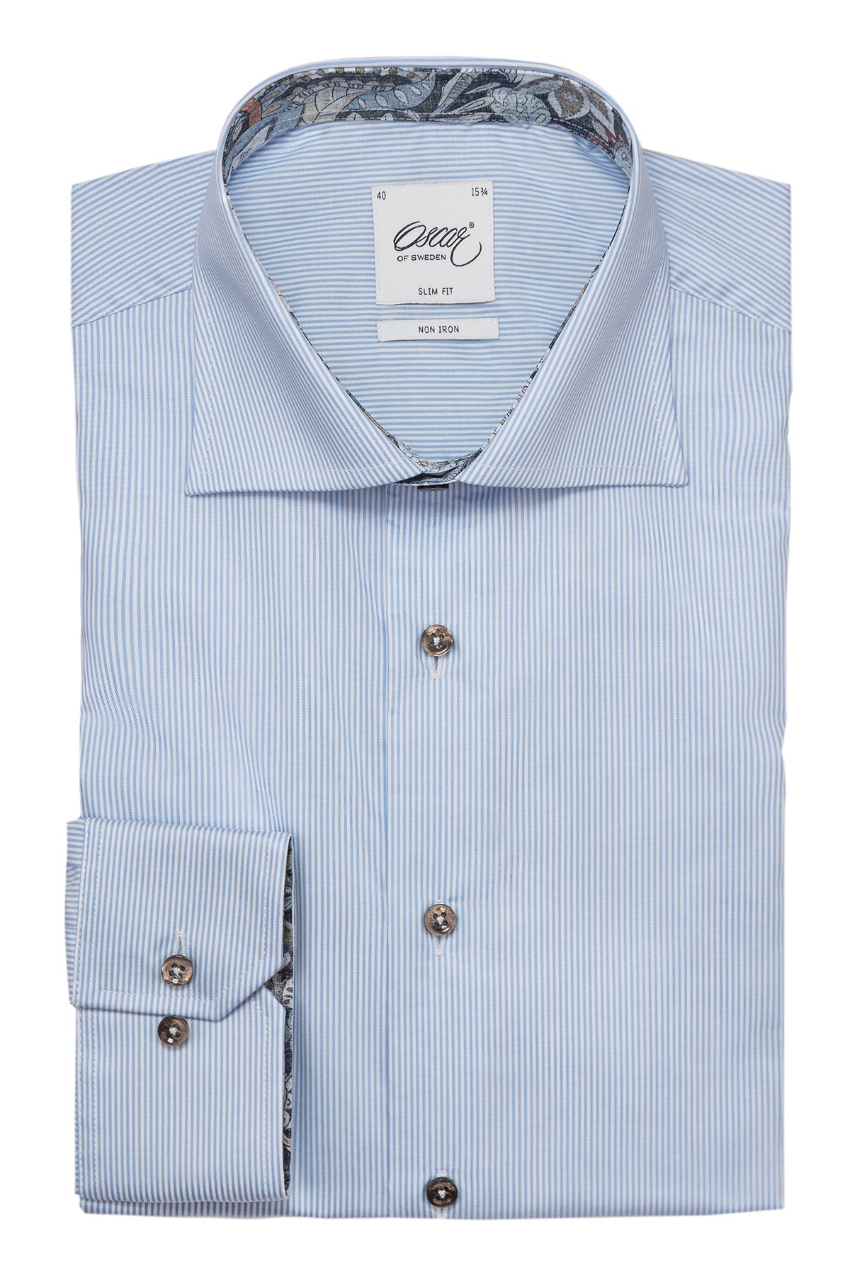 Light blue striped slim fit shirt with contrast details