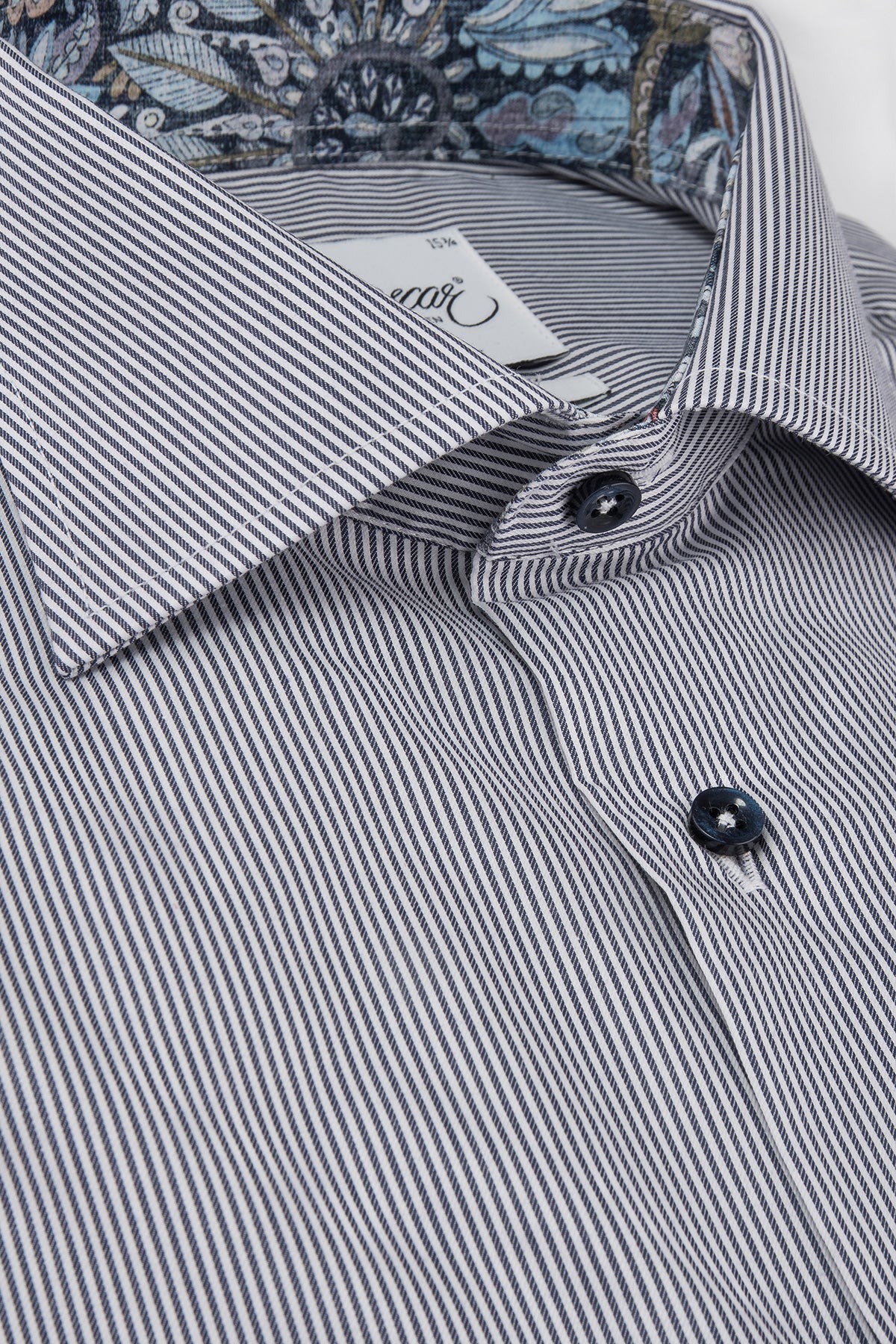 Blue striped slim fit shirt with contrast details