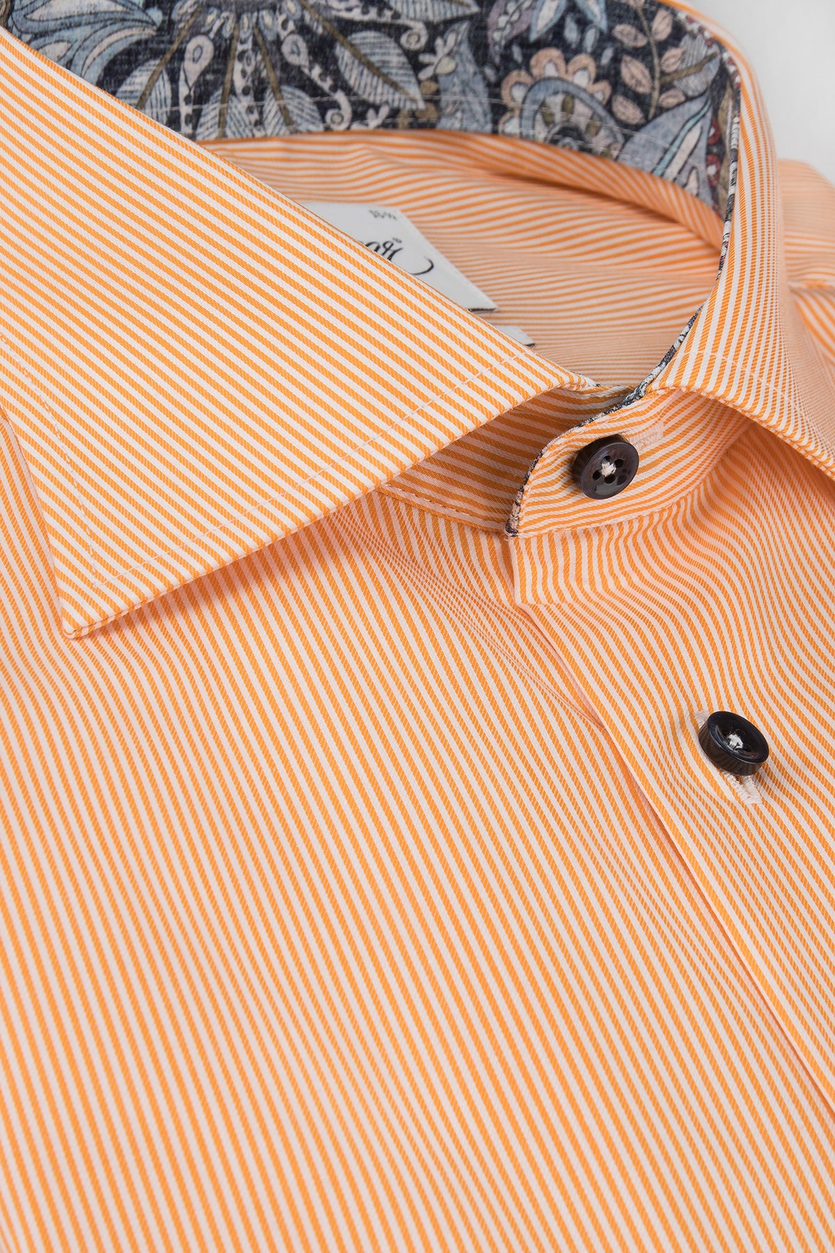 Orange striped slim fit shirt with contrast details