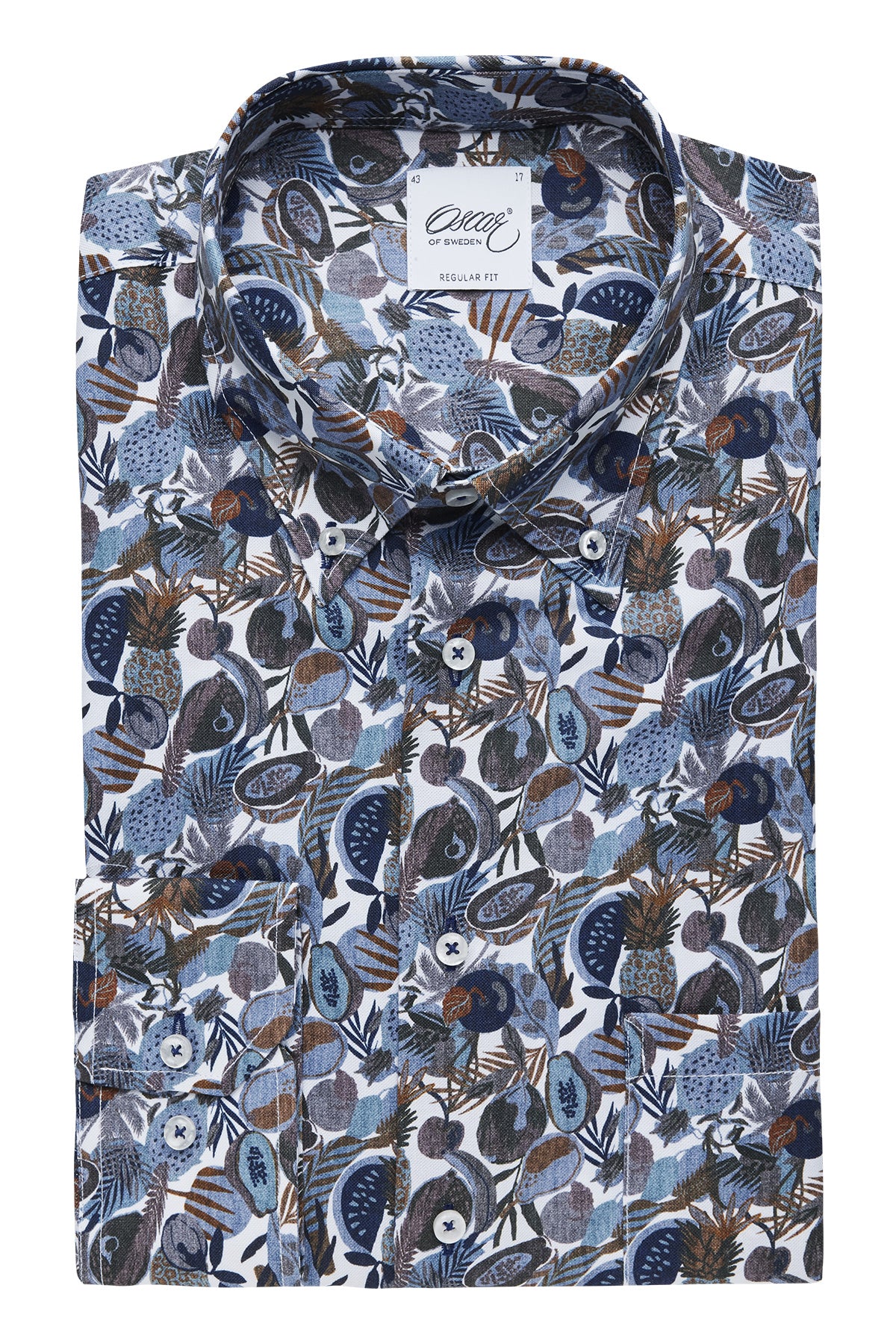 Blue multi printed button down regular fit shirt
