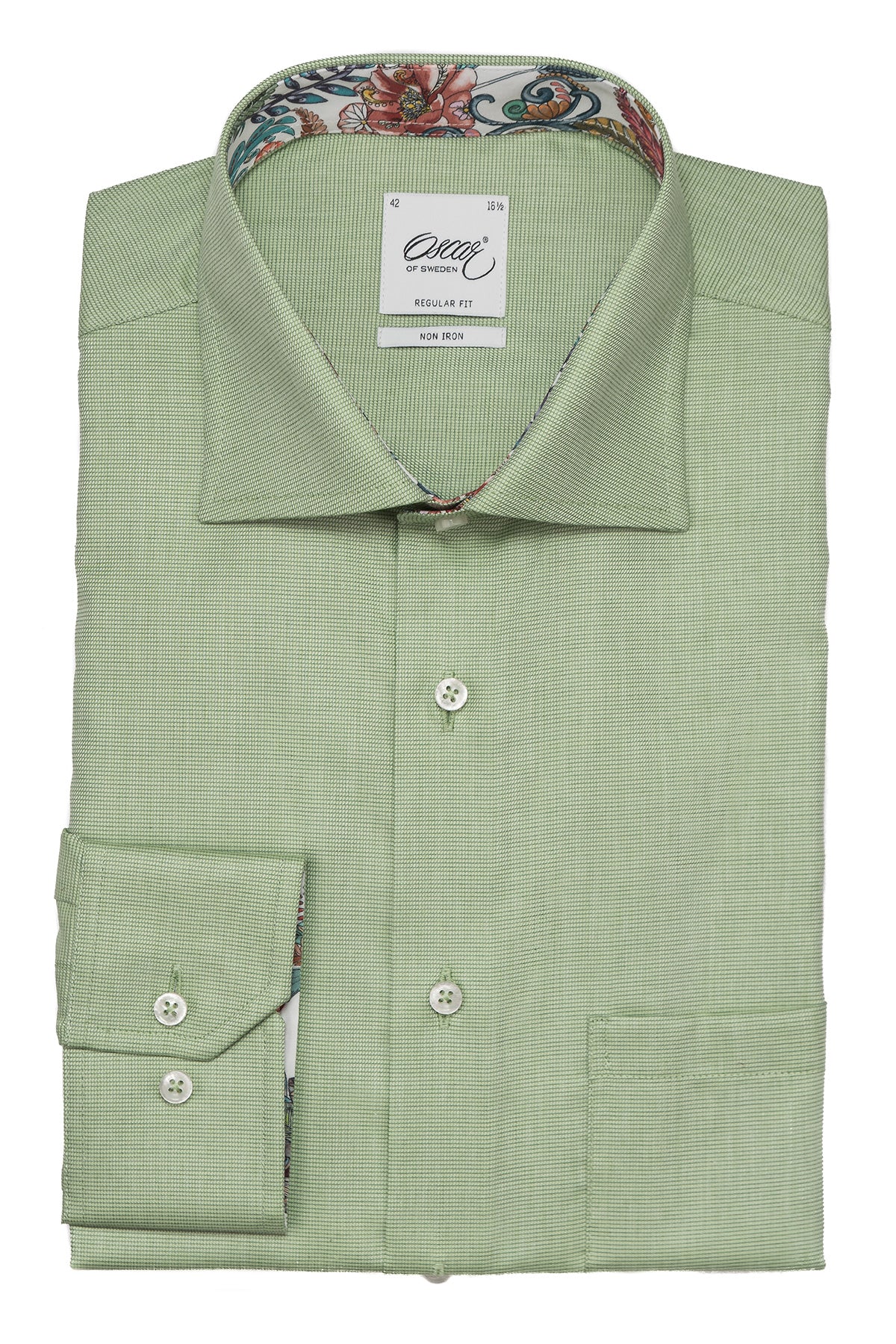 Green regular fit shirt with contrast details