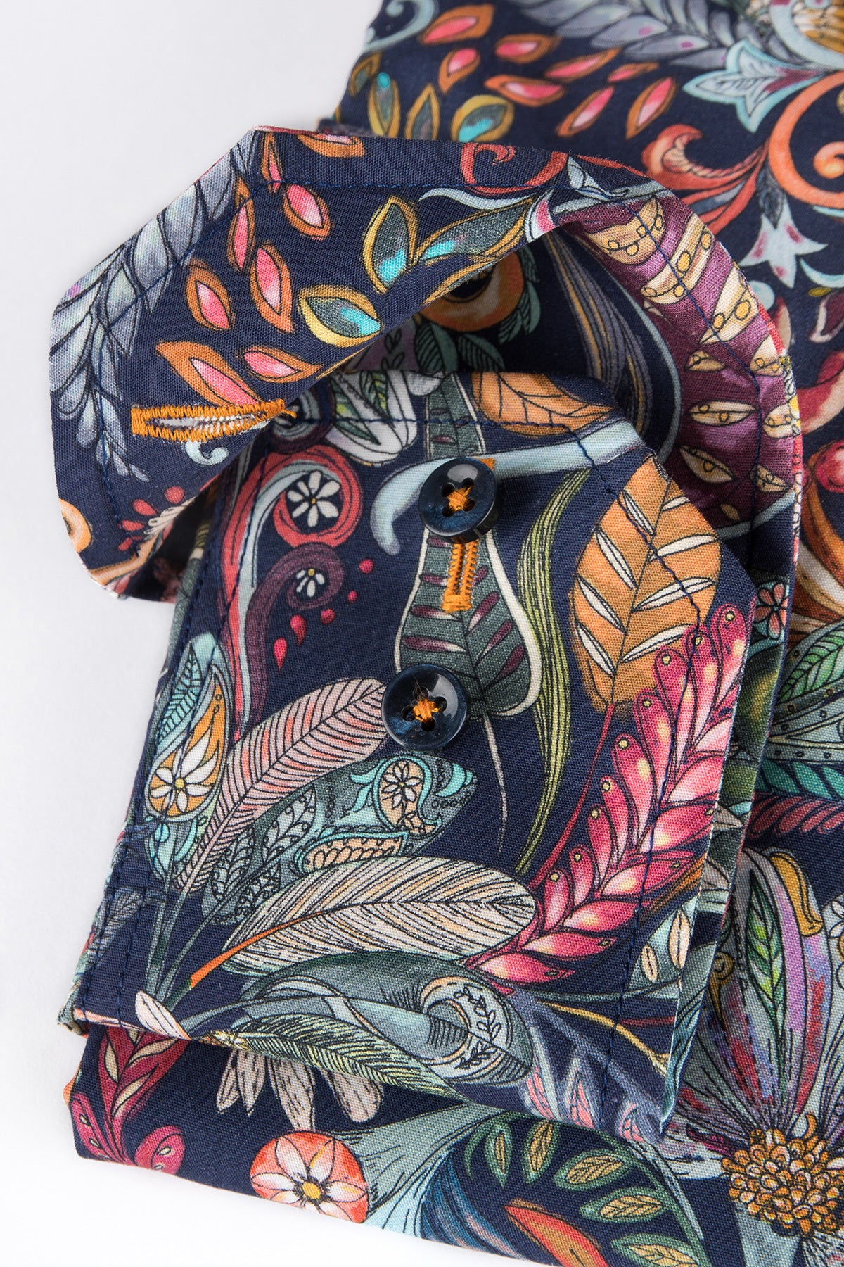 Navy printed regular fit shirt