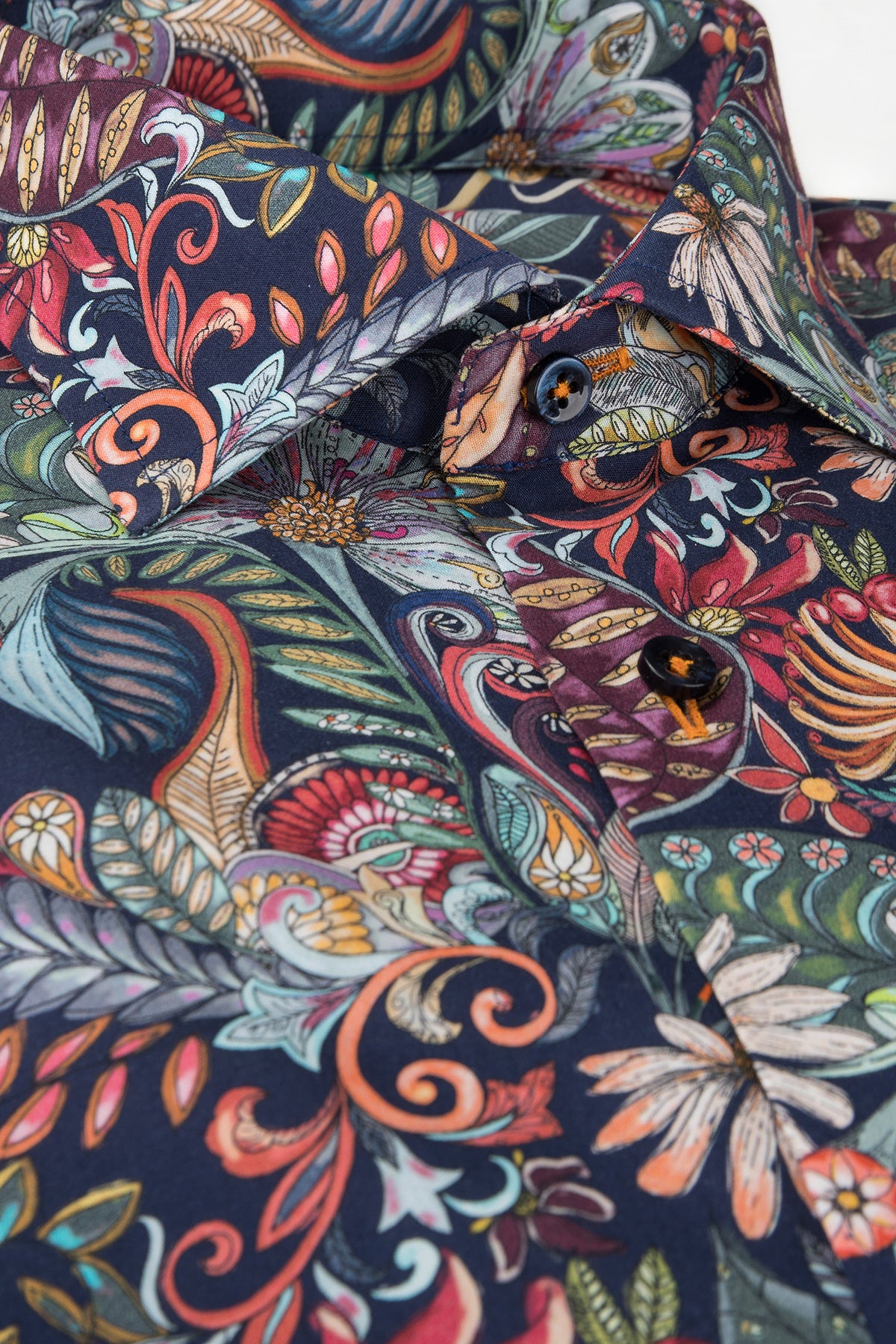 Navy printed slim fit shirt