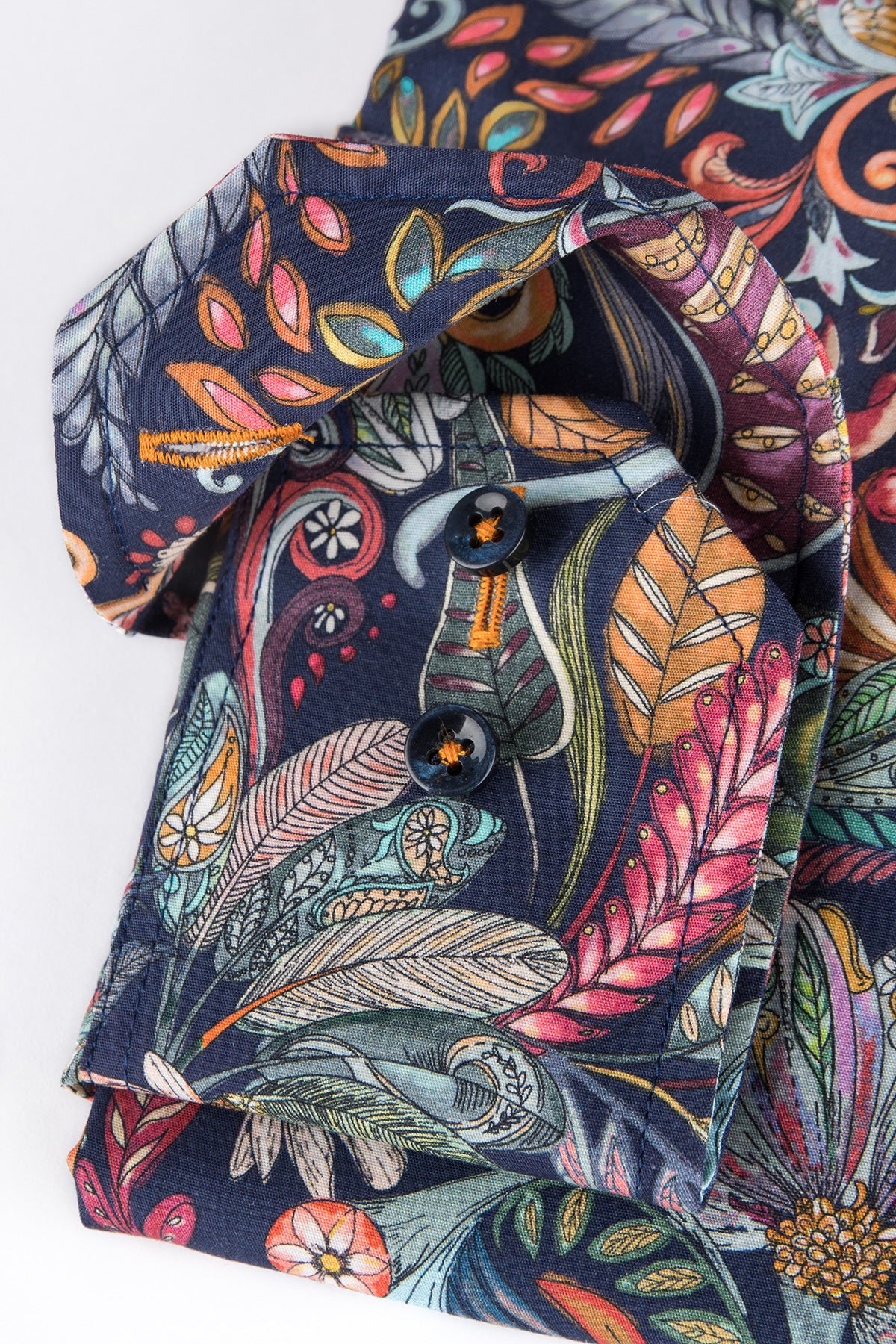 Navy printed slim fit shirt