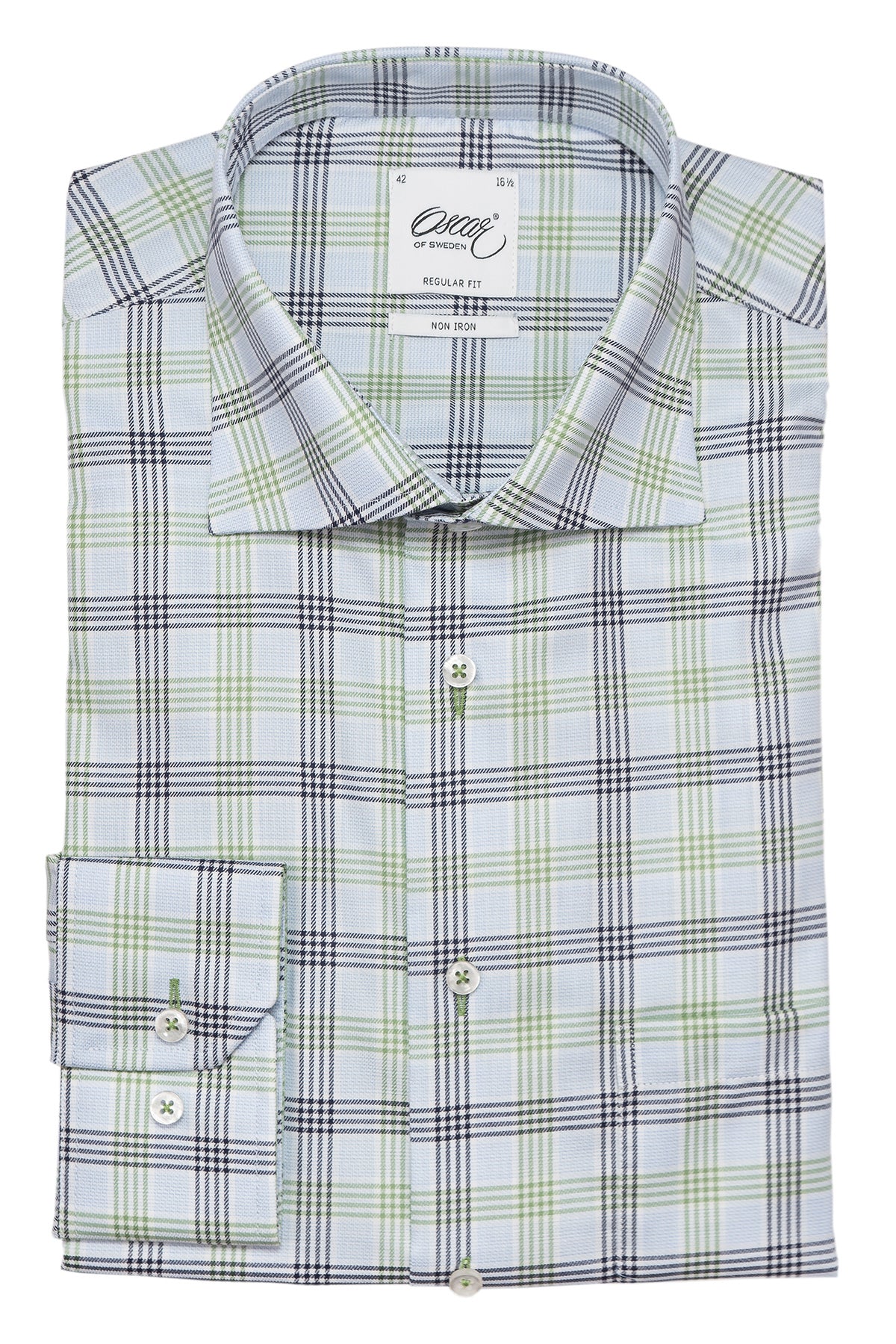 Green checked regular fit shirt
