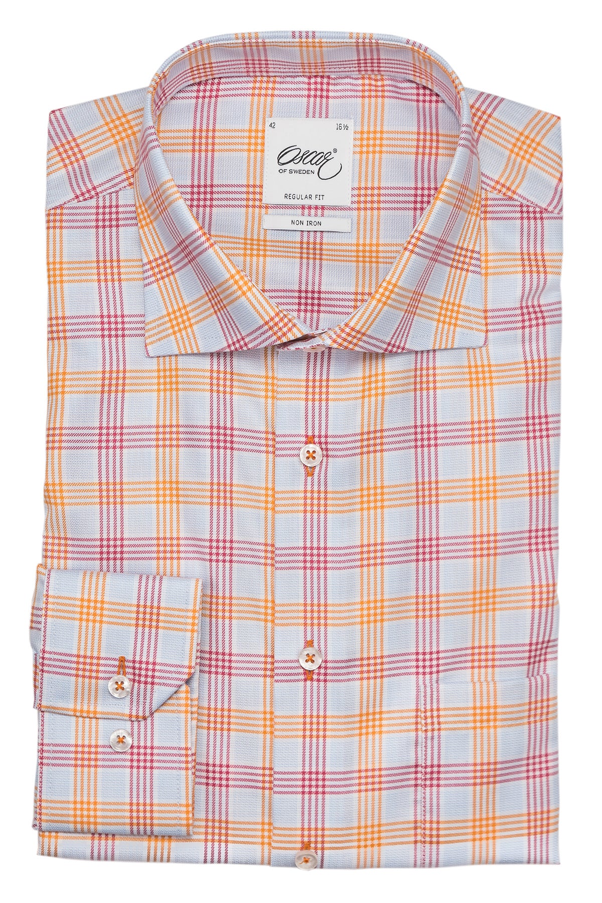 Orange checked regular fit shirt