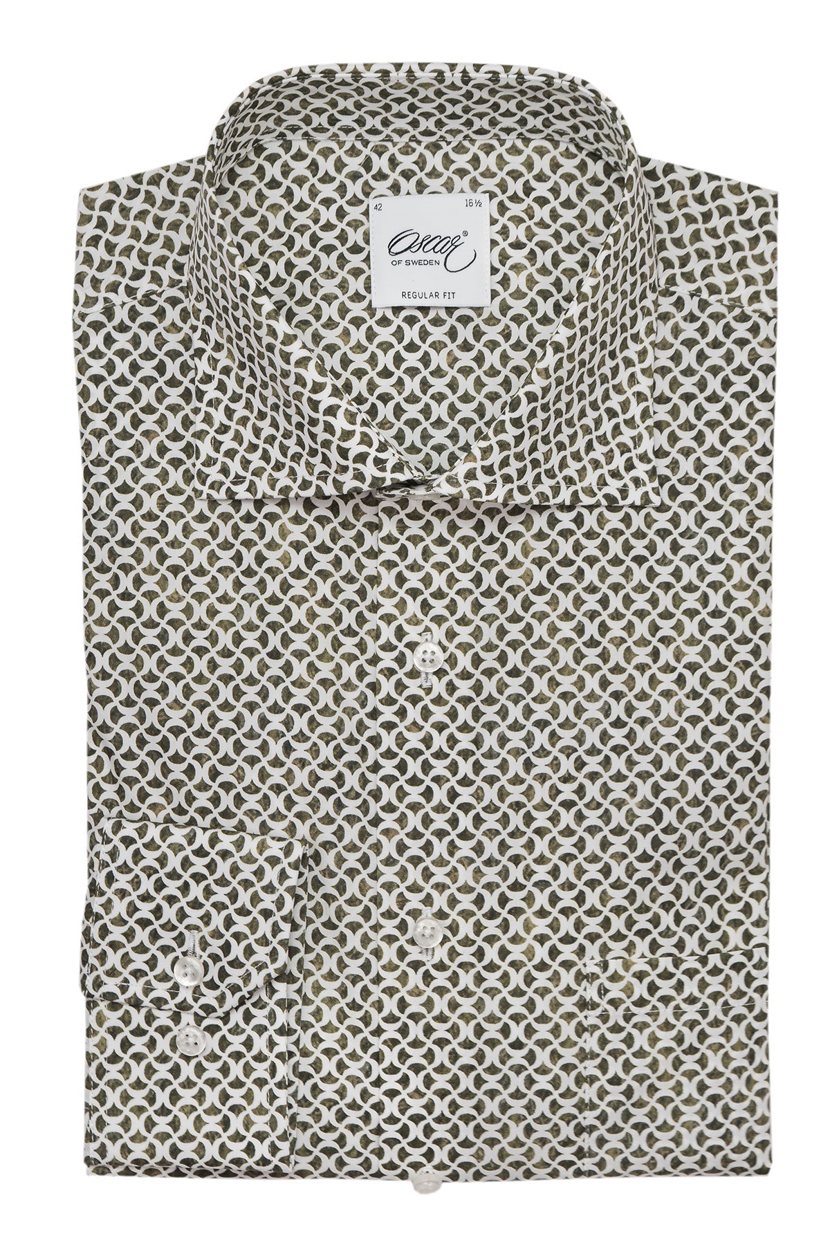 Green printed regular fit shirt