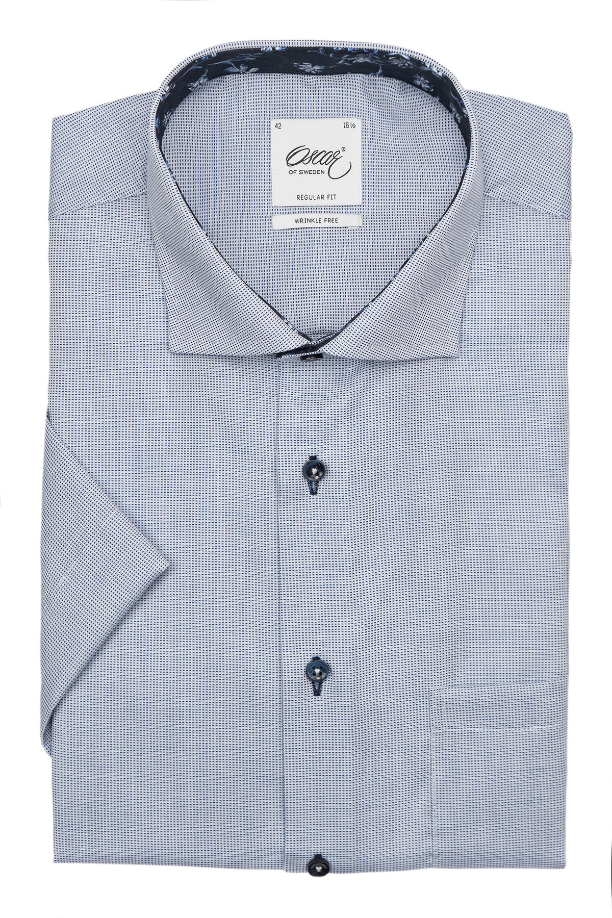 Light blue short sleeve regular fit shirt with contrast details
