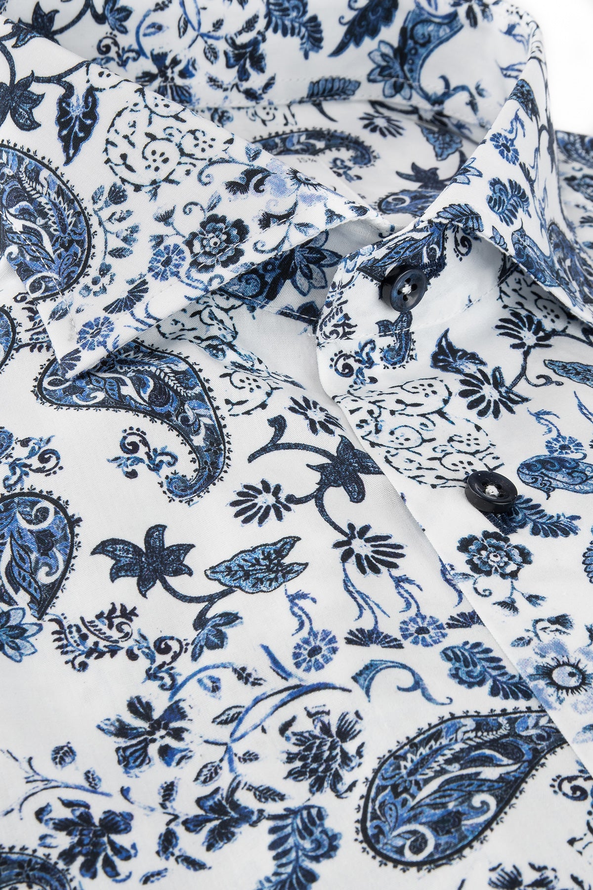 Blue paisley printed short sleeve regular fit shirt