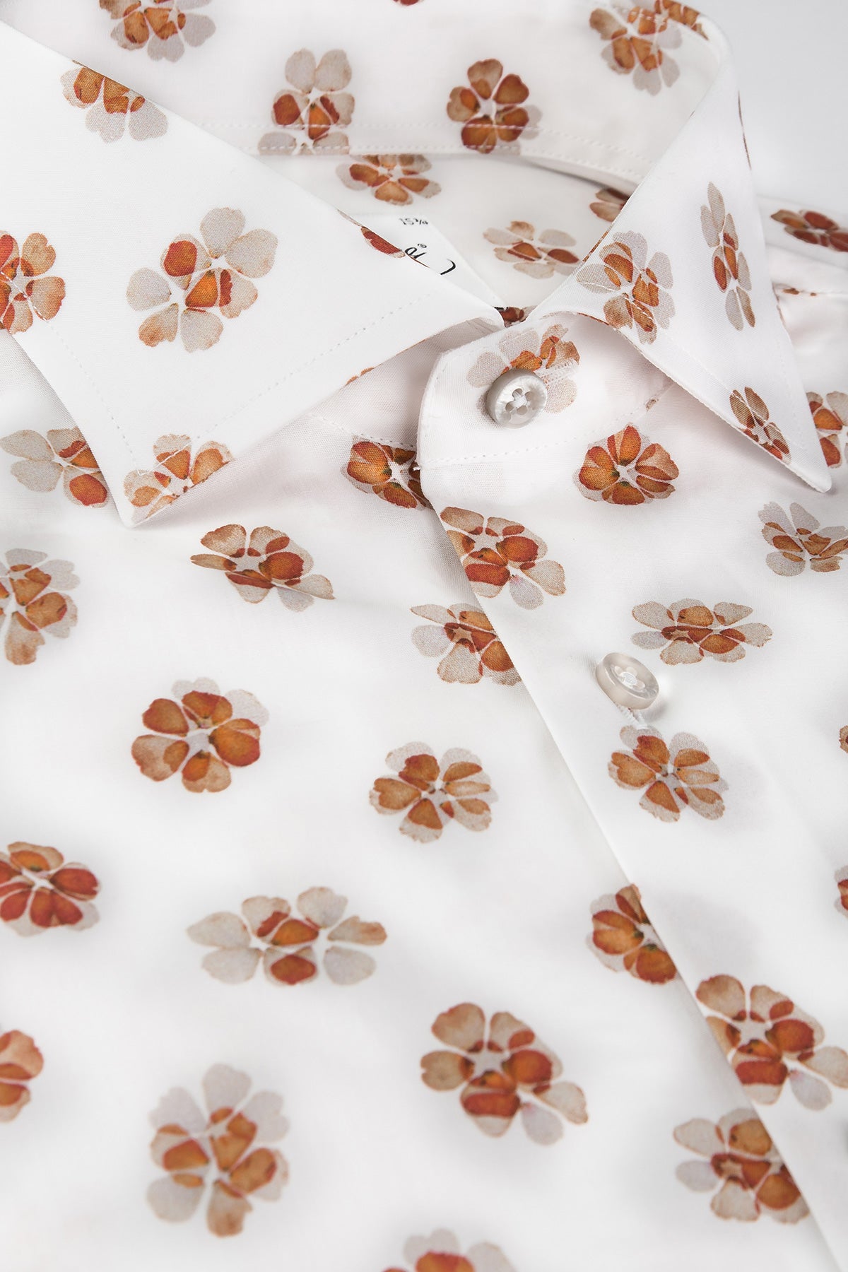 Orange flower printed short sleeve regular fit shirt