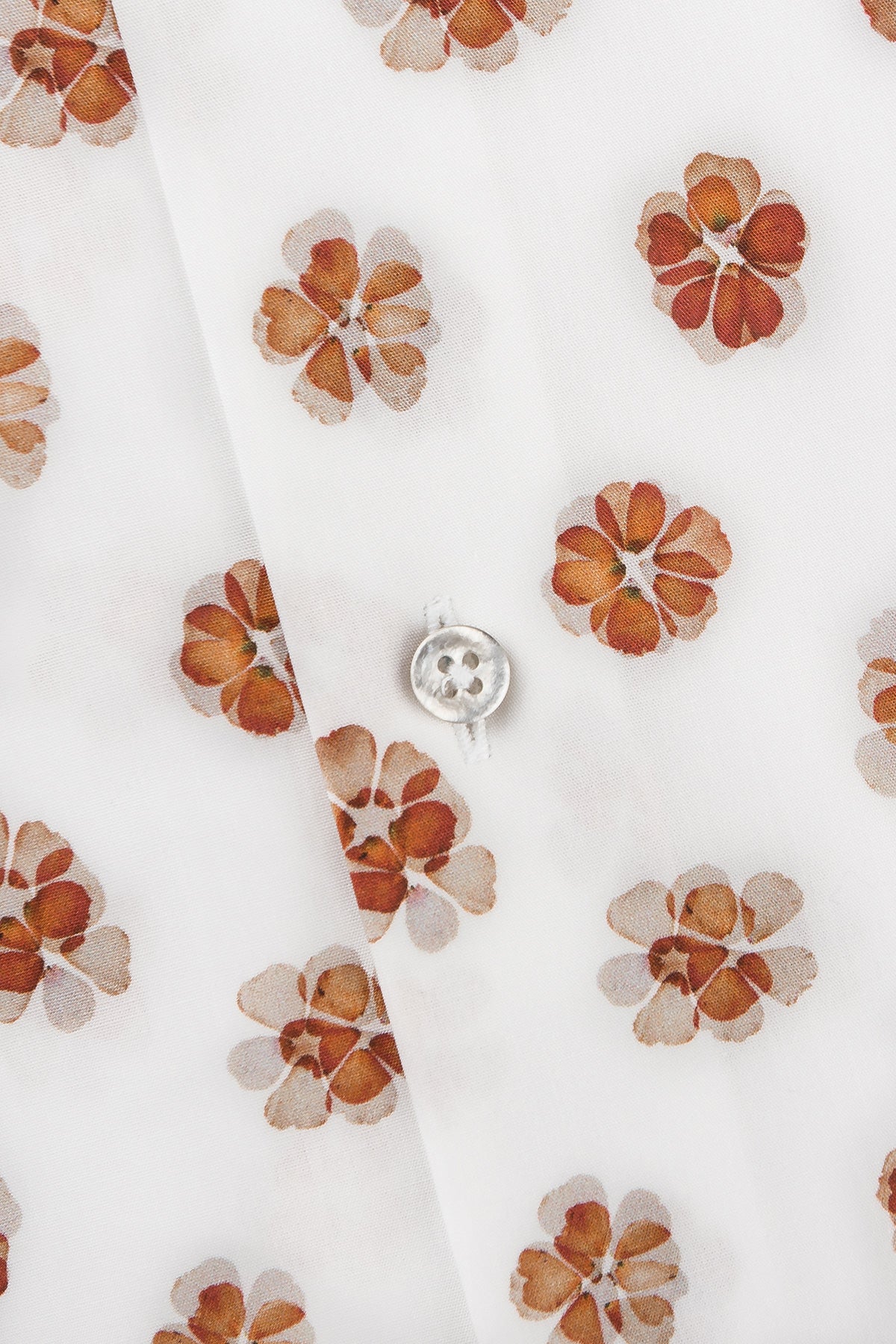 Orange flower printed short sleeve slim fit shirt