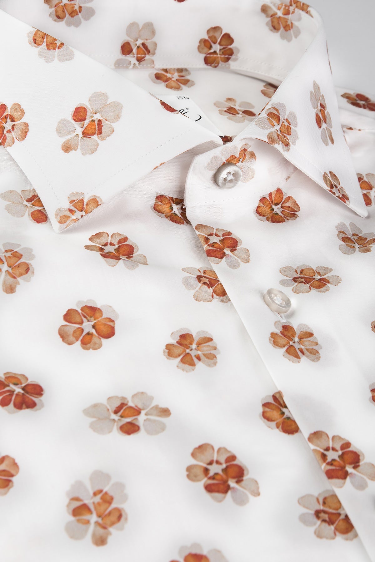 Orange flower printed short sleeve slim fit shirt