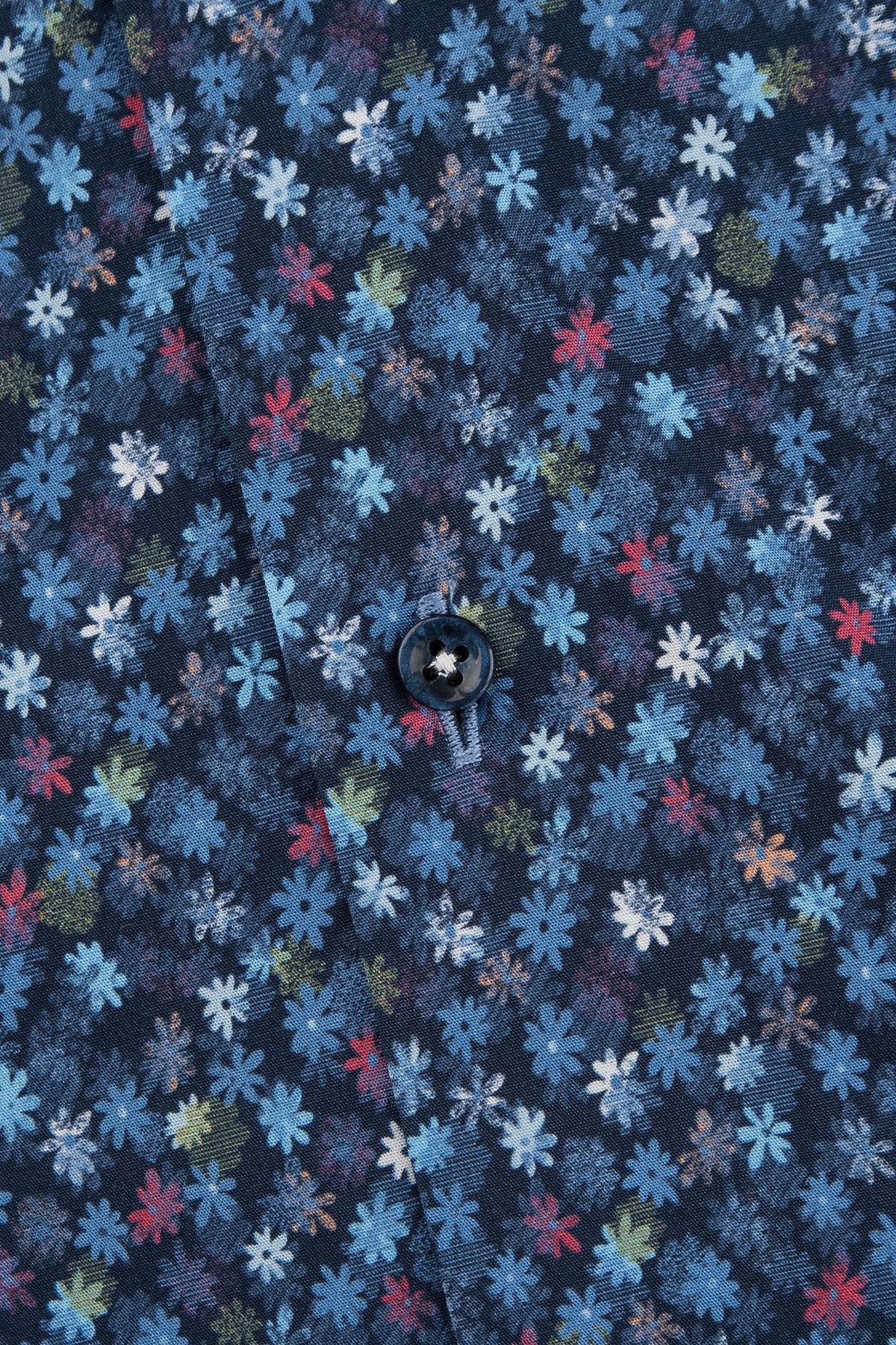 Blue flower printed short sleeve regular fit shirt
