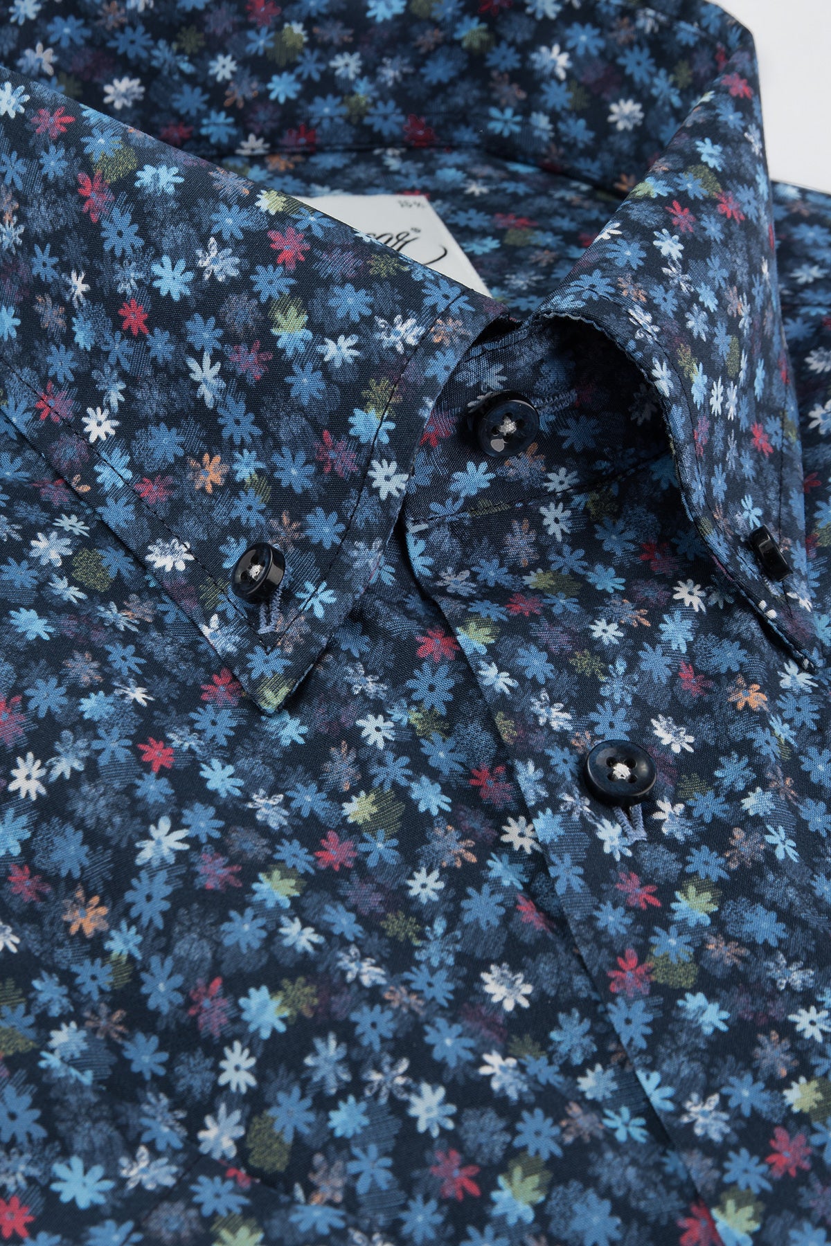 Blue flower printed short sleeve regular fit shirt
