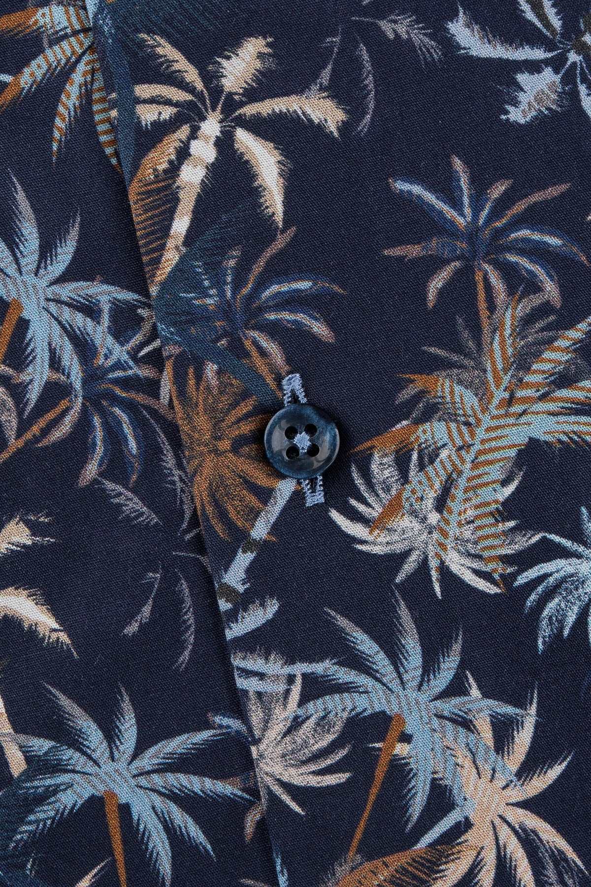 Blue palm printed short sleeve regular fit shirt