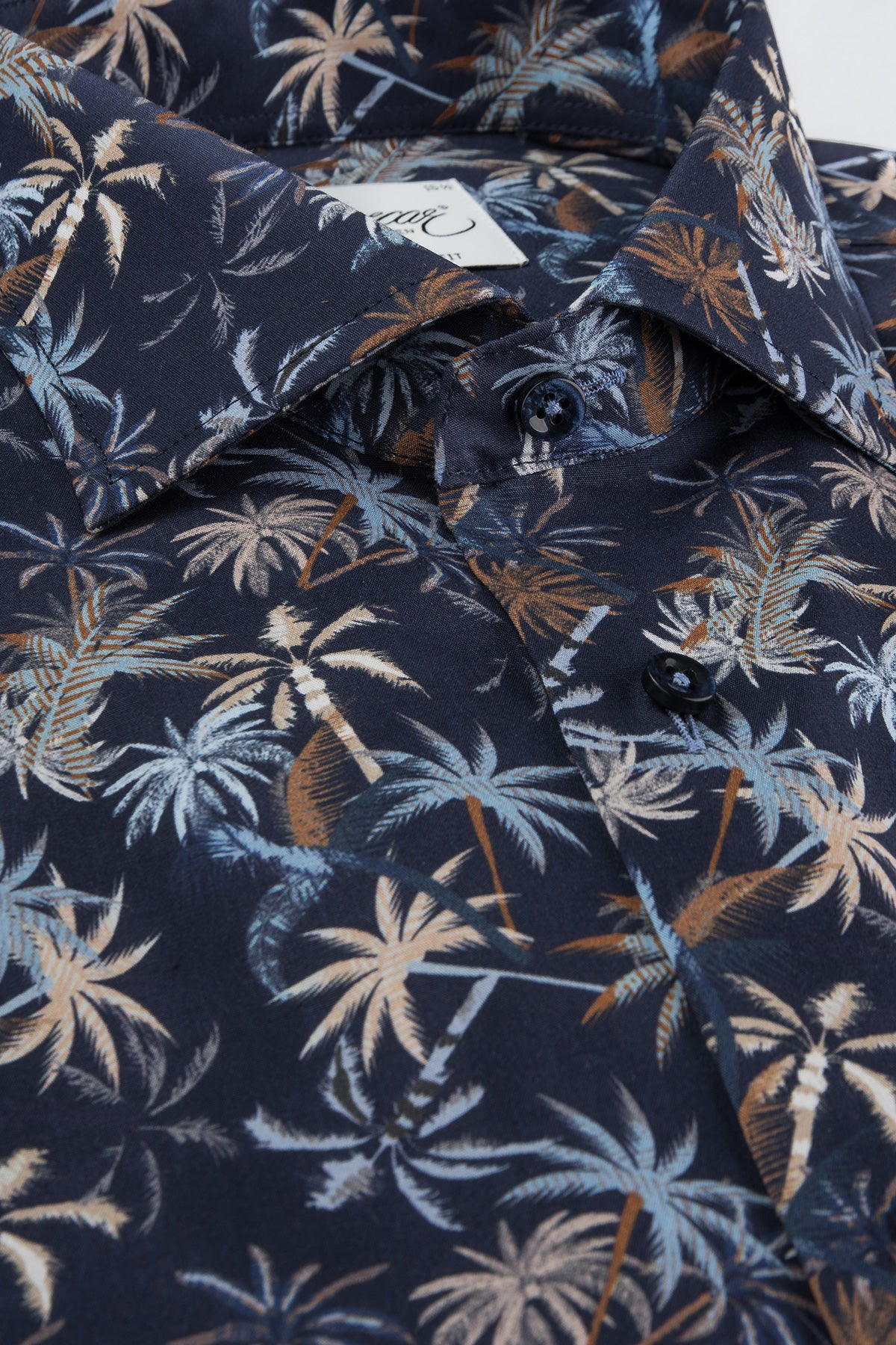 Blue palm printed short sleeve regular fit shirt