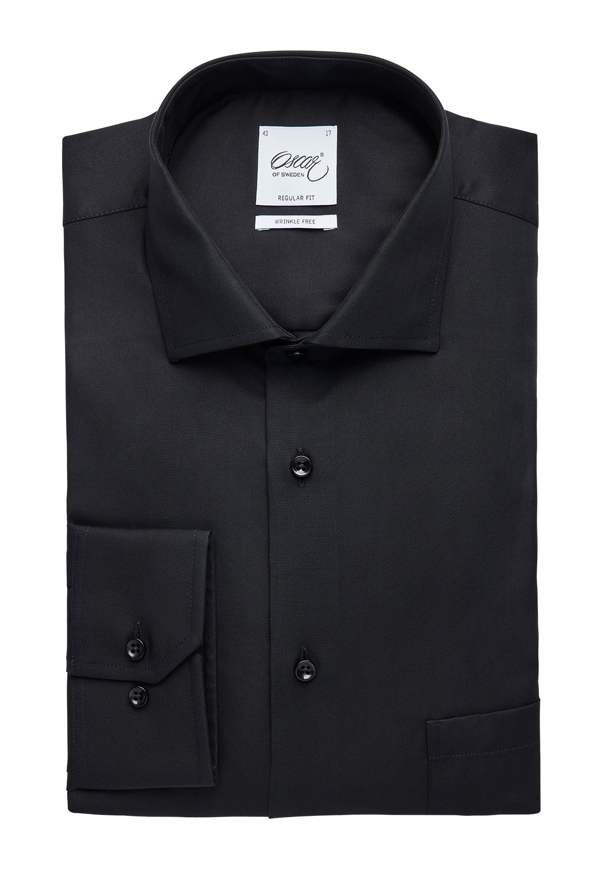 Black shirt with extra long sleeves regular fit