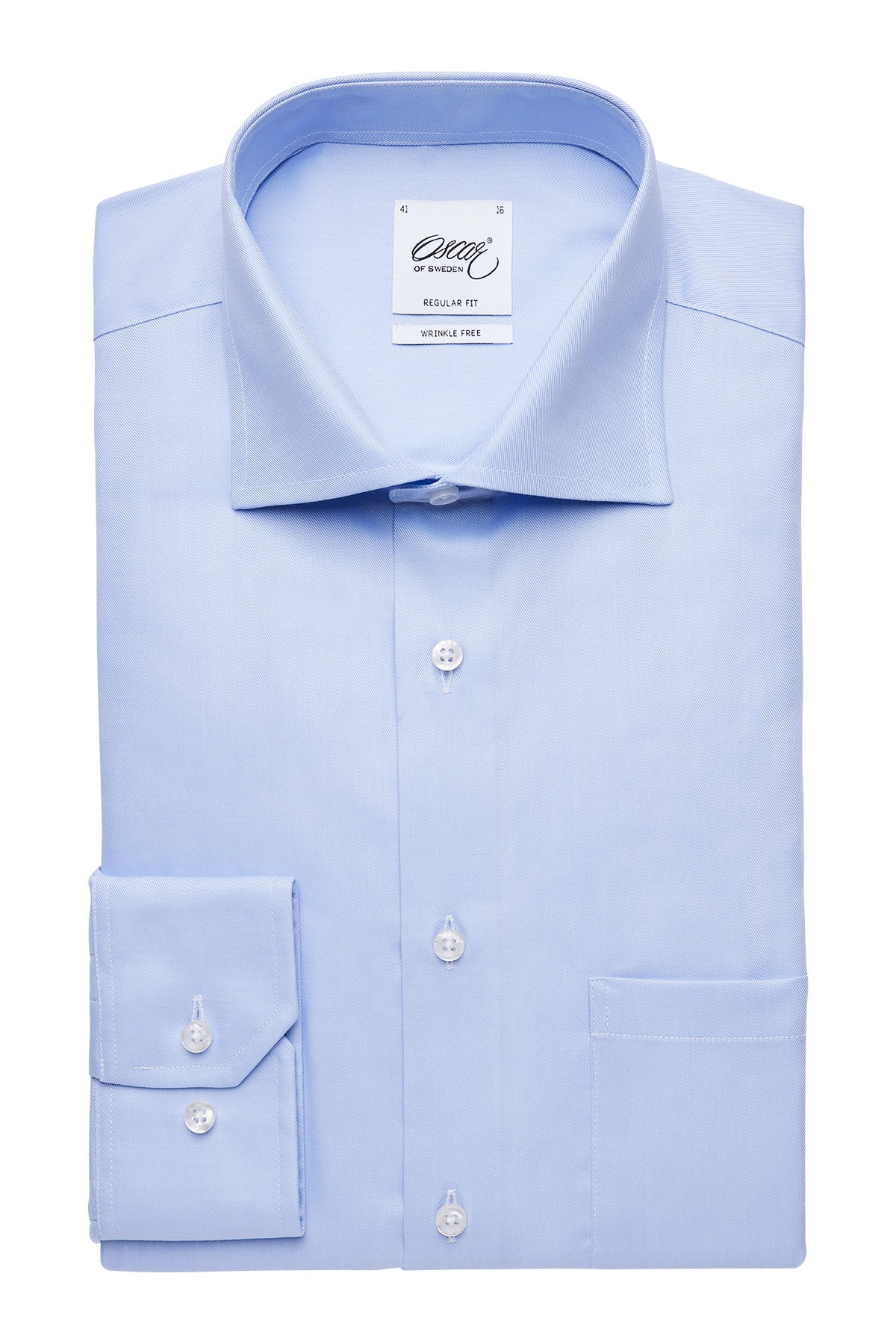Light blue wrinkle free shirt with pocket regular fit 9500
