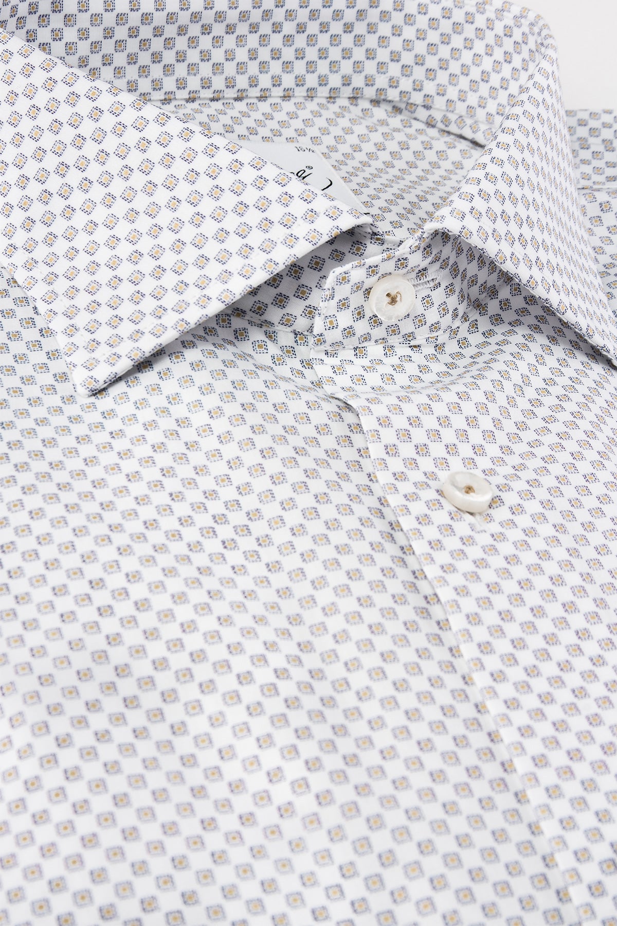 White micro printed regular fit shirt
