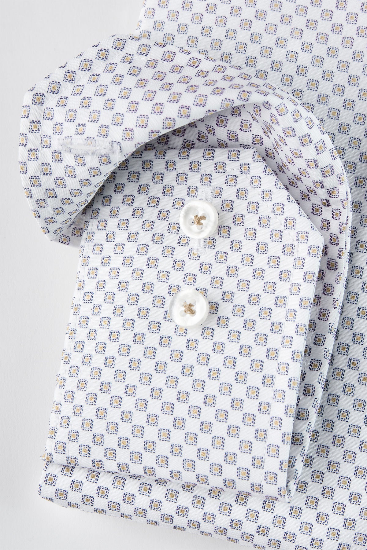 White micro printed regular fit shirt