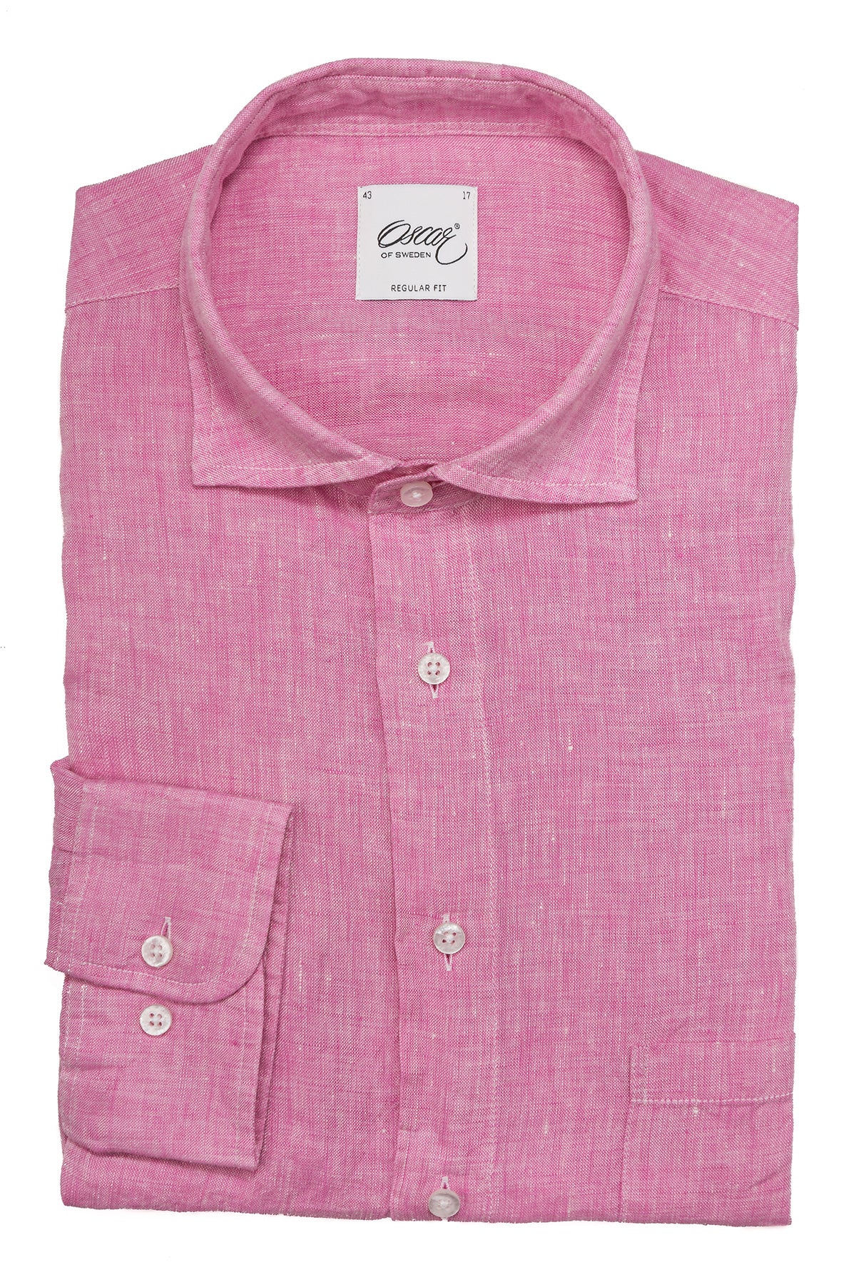 Pink regular fit linen shirt