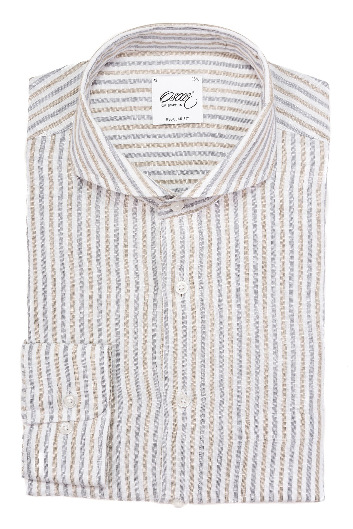Striped regular fit linen shirt