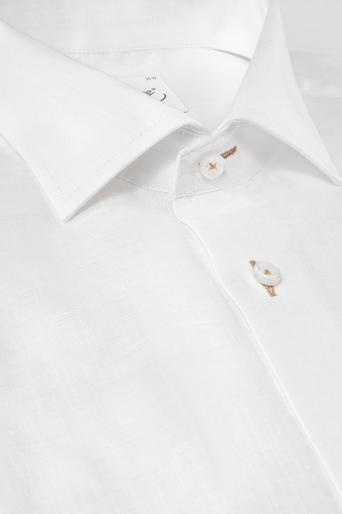 White linen regular fit short sleeve shirt
