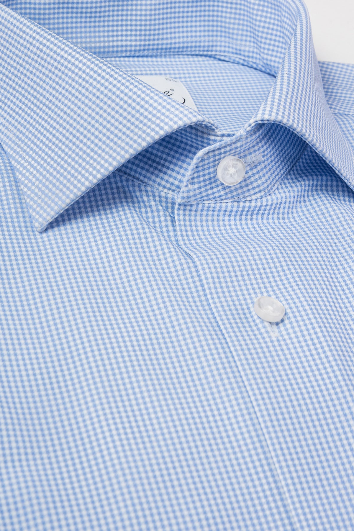Light blue checked slim fit stretch shirt