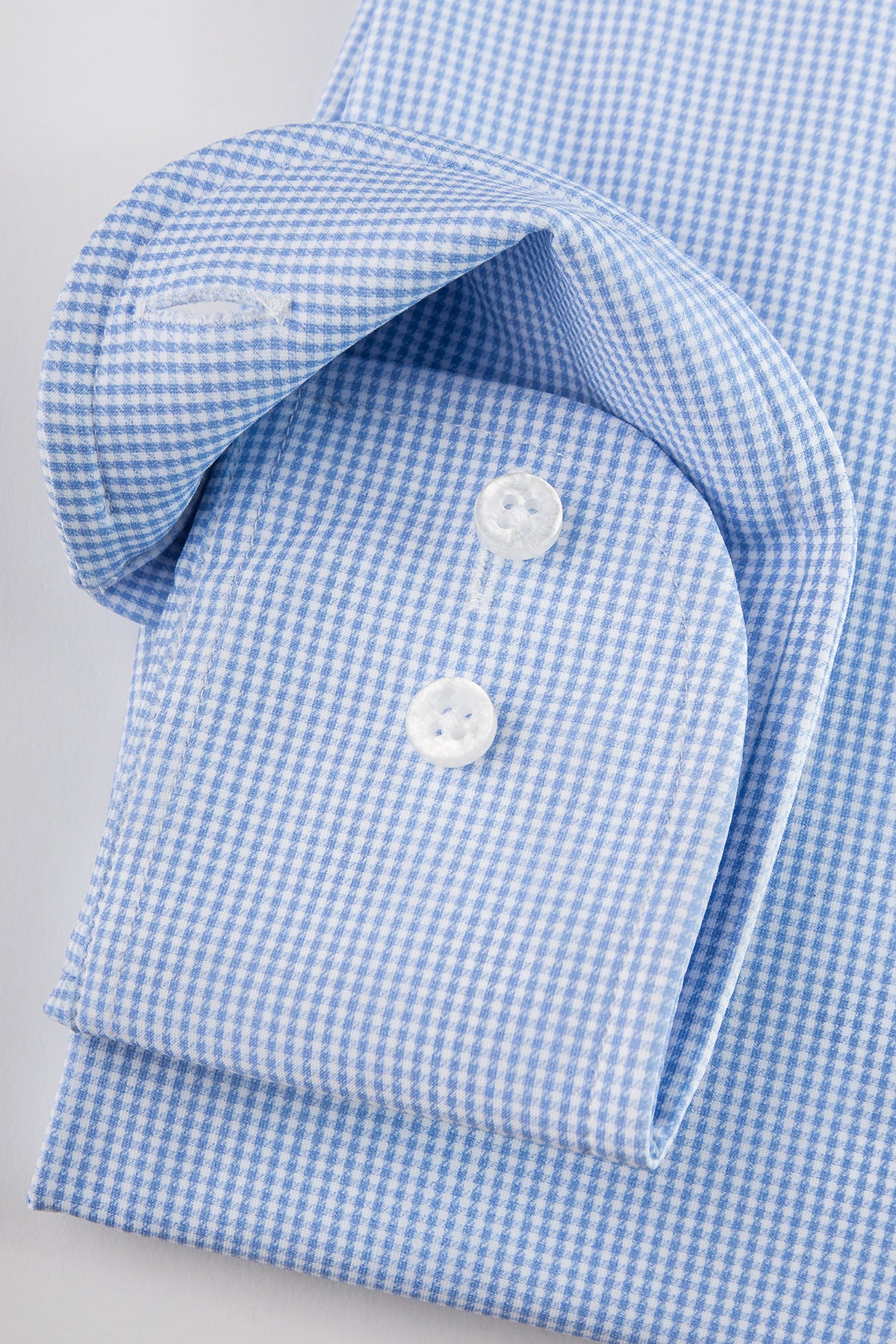 Light blue checked slim fit stretch shirt