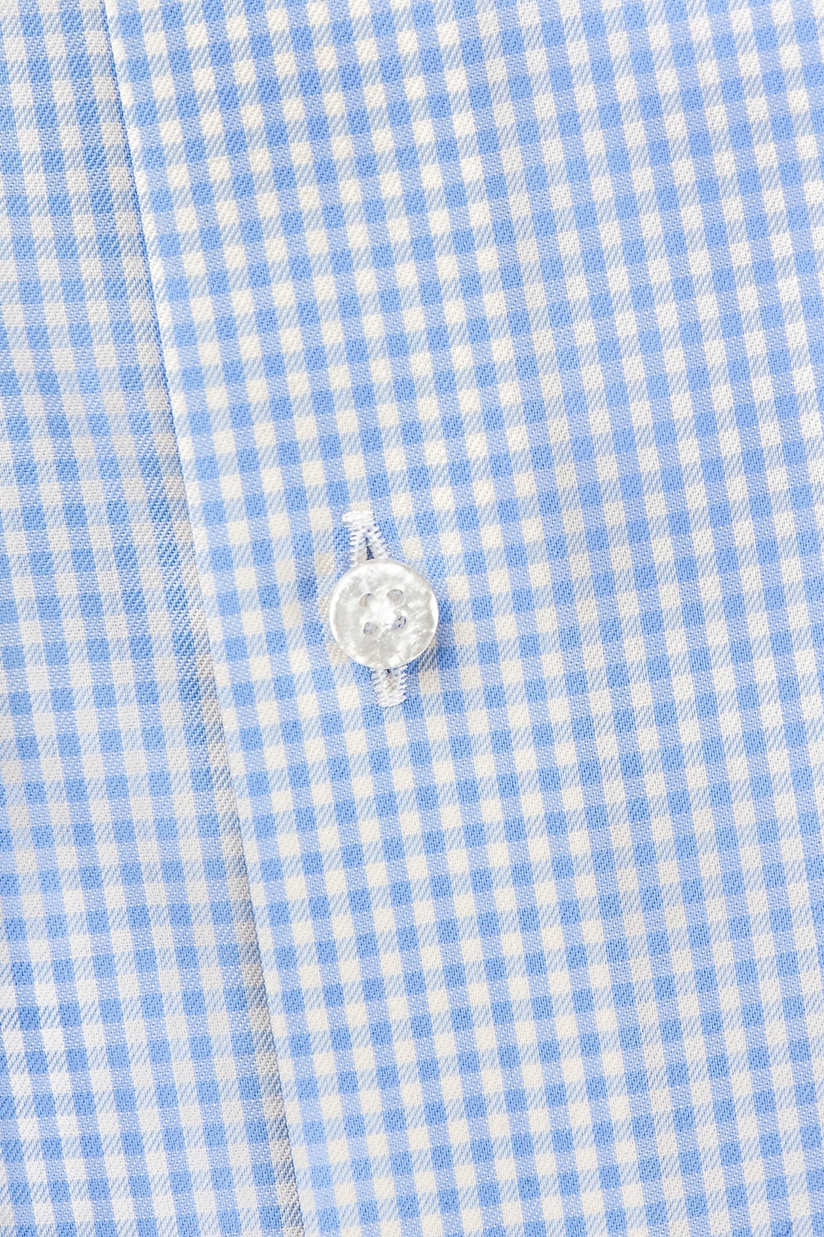 Light blue checked merino wool regular fit shirt