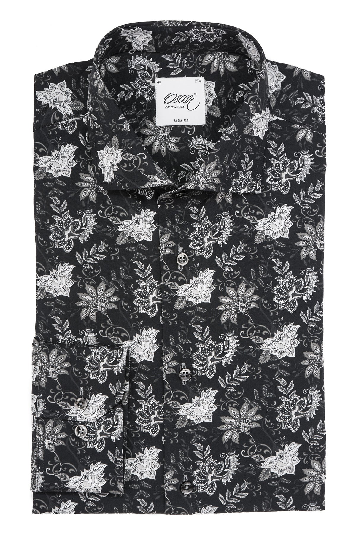 Black printed regular fit shirt