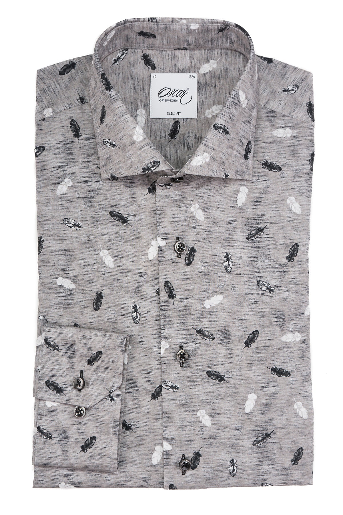 Grey printed slim fit shirt