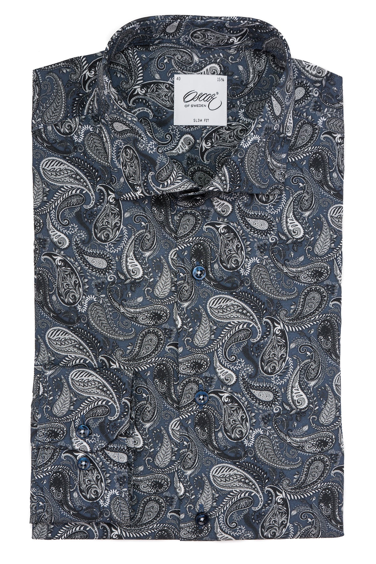 Navy paisley printed regular fit shirt
