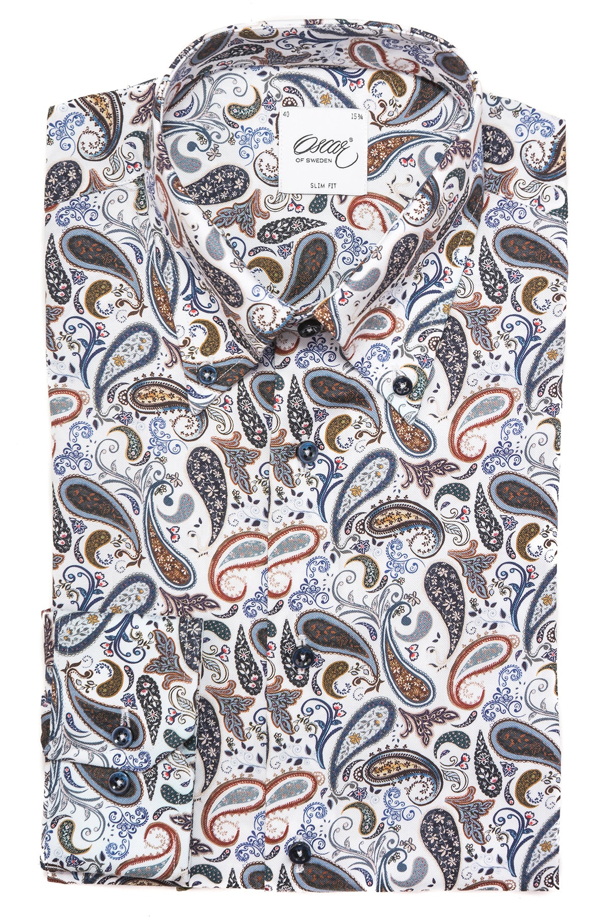 Paisley printed slim fit button down shirt