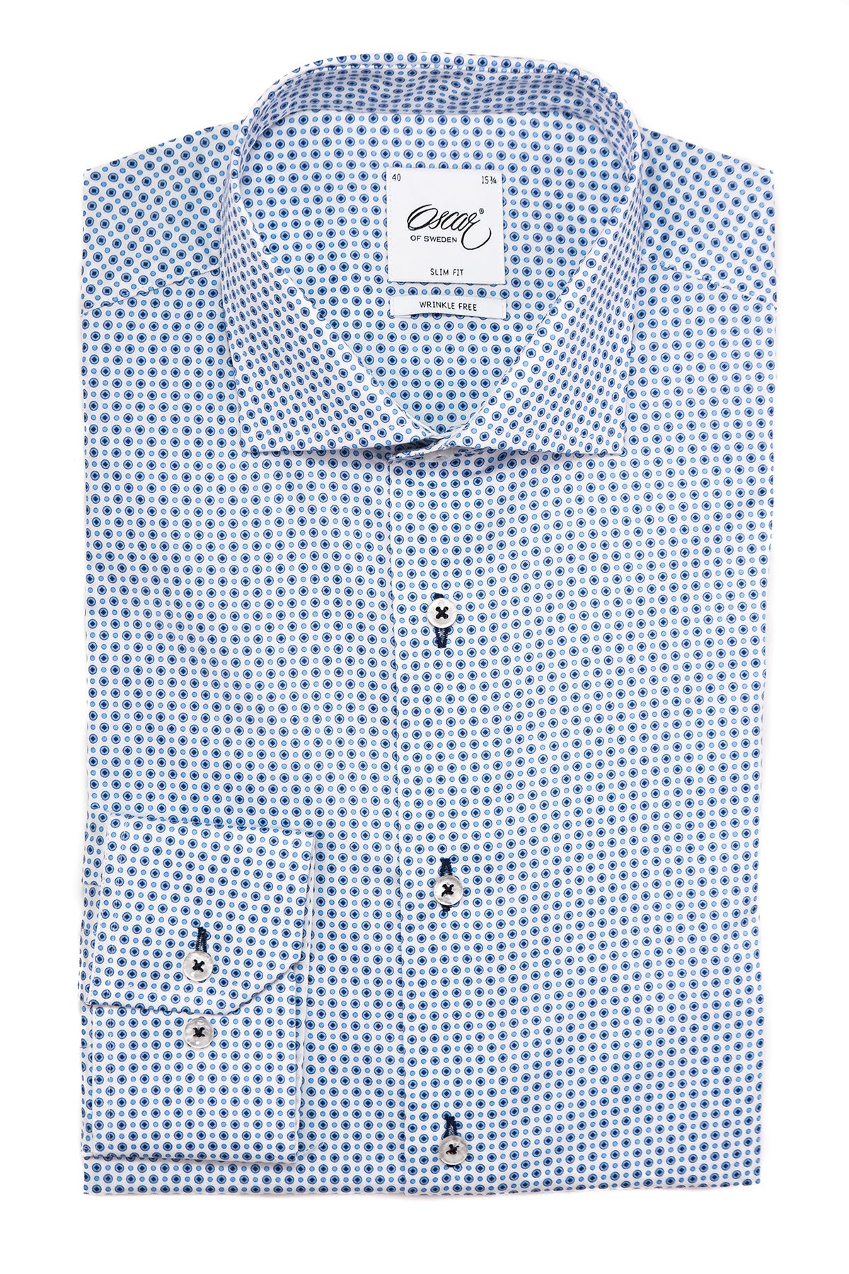 White printed regular fit shirt, extra long sleeves