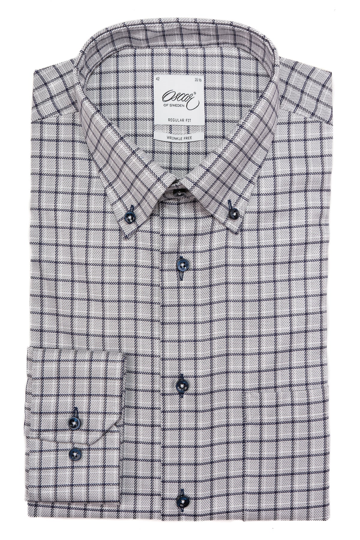 Blue checked button down regular fit shirt