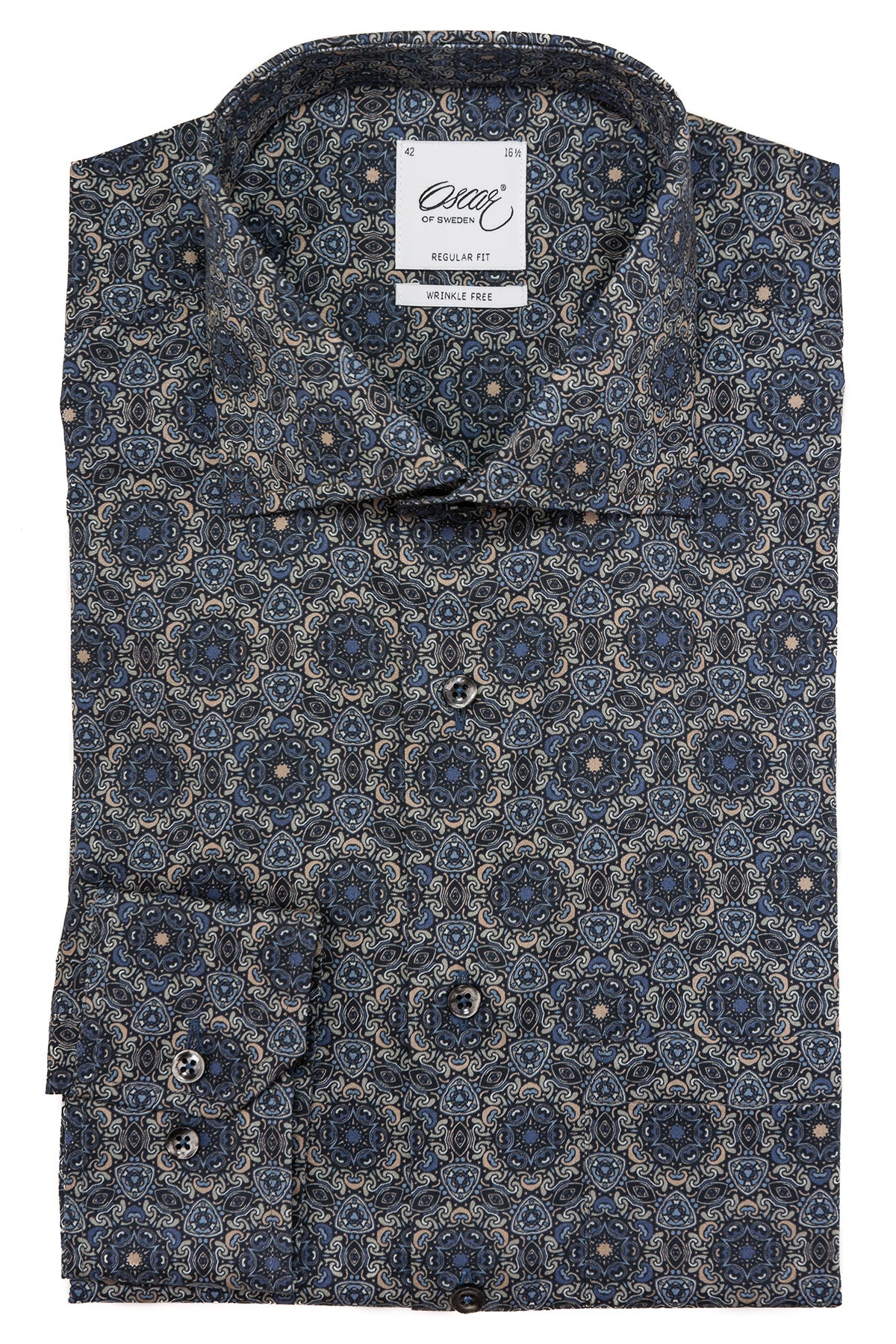 Blue medallion printed regular fit shirt