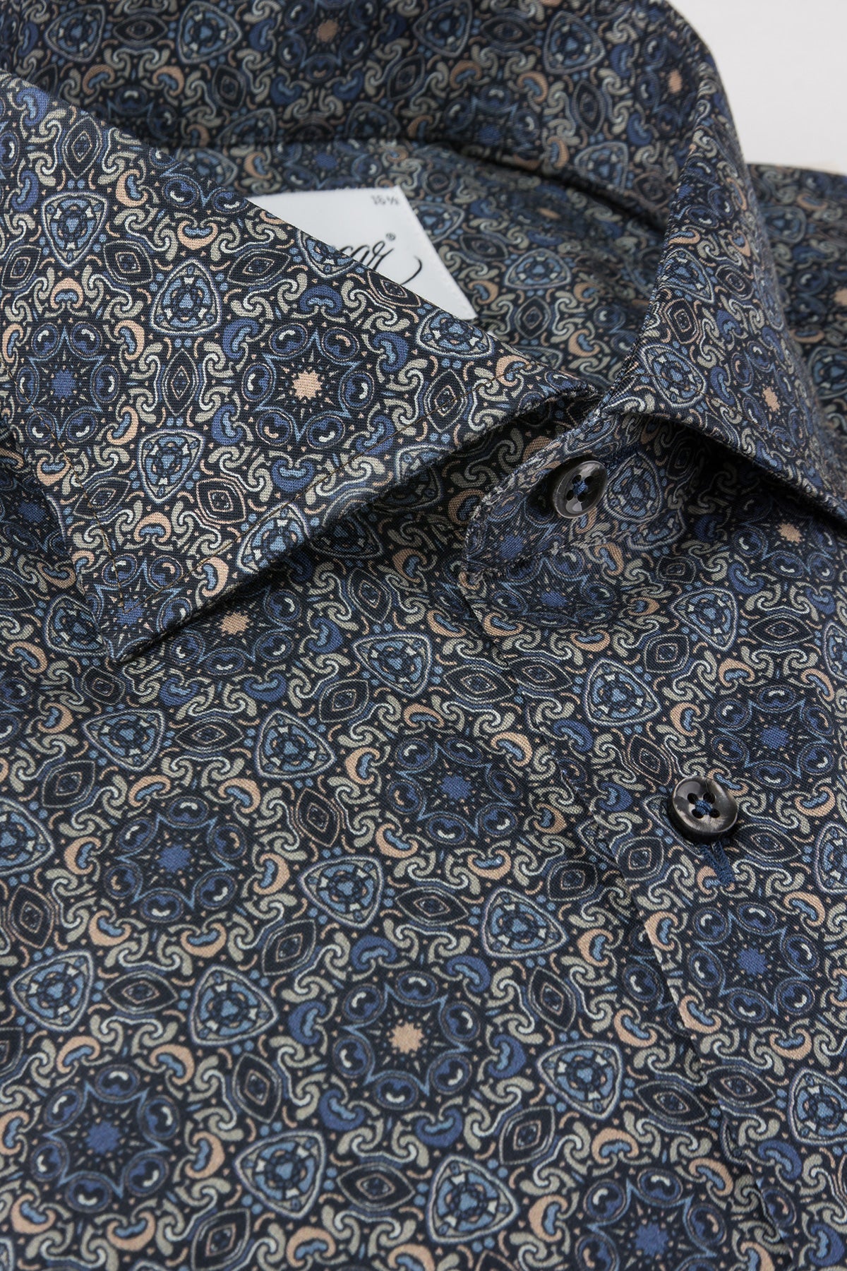 Blue medallion printed regular fit shirt