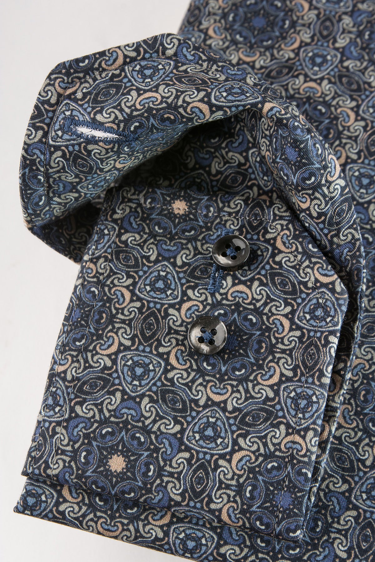 Blue medallion printed regular fit shirt